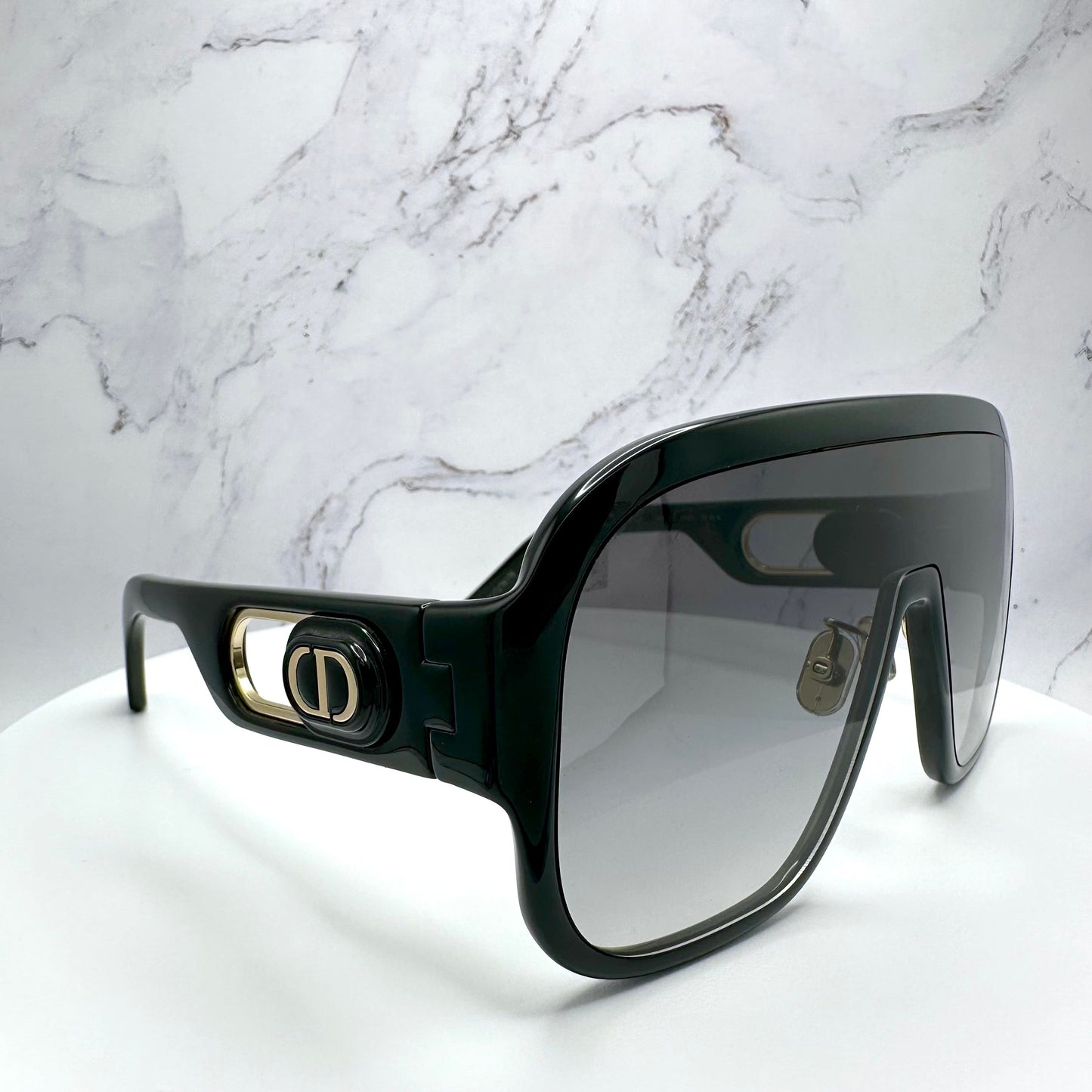 DIOR Sunglasses Black Gold CD Logo Oversized Shield Wrap