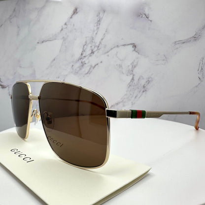 Gucci GG1676S 002 gold metal aviator sunglasses side view