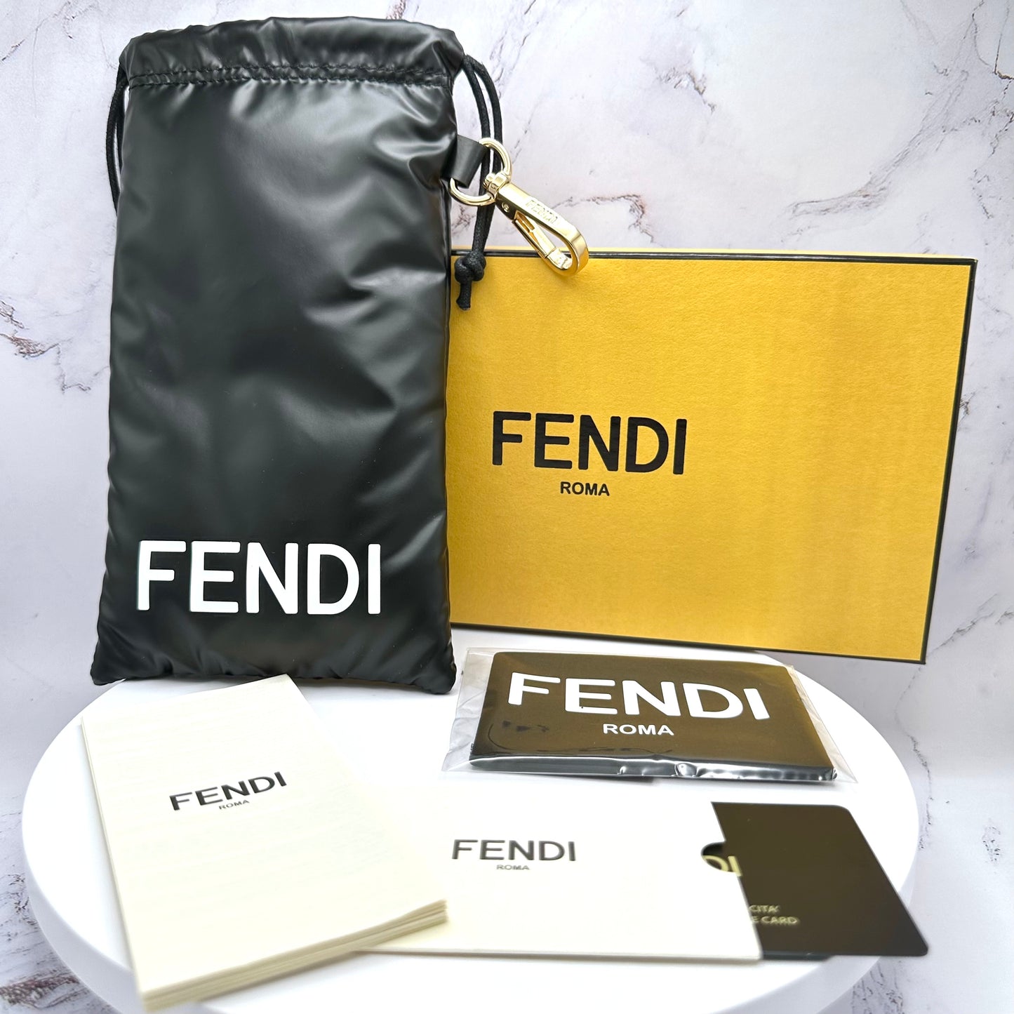 Fendi Sunglasses O'Lock Cat Eye Black Gold FE 40064101A