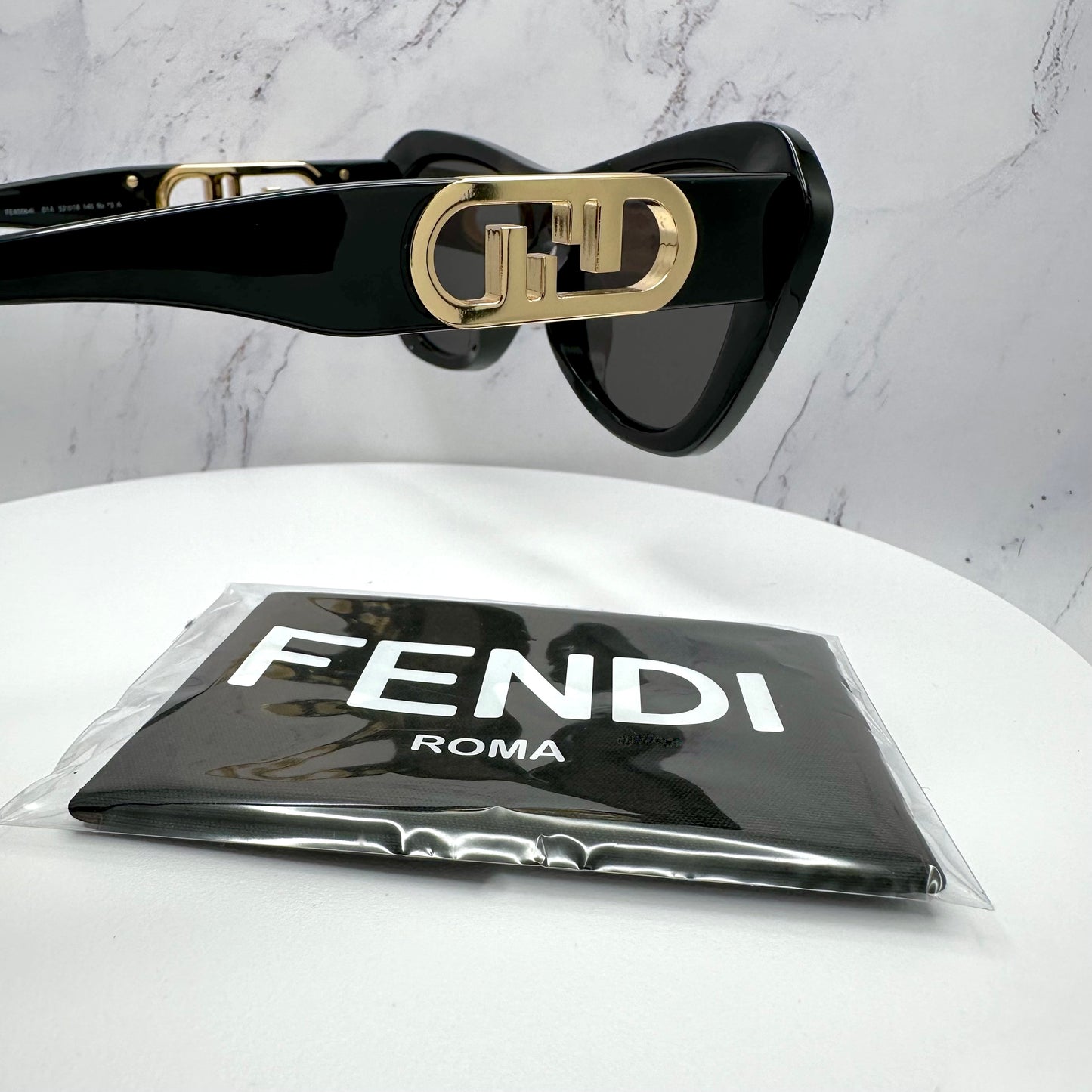 Fendi Sunglasses O'Lock Cat Eye Black Gold FE 40064101A