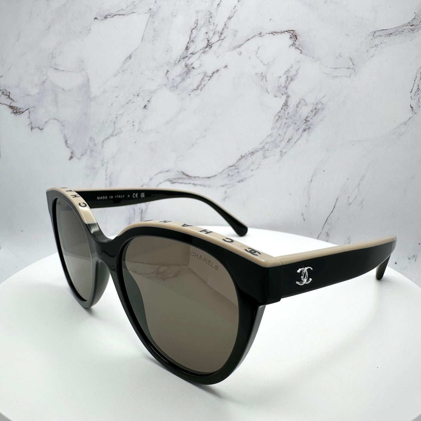 Chanel Black & Beige CHANEL Letter Logo CH5414 Sunglasses