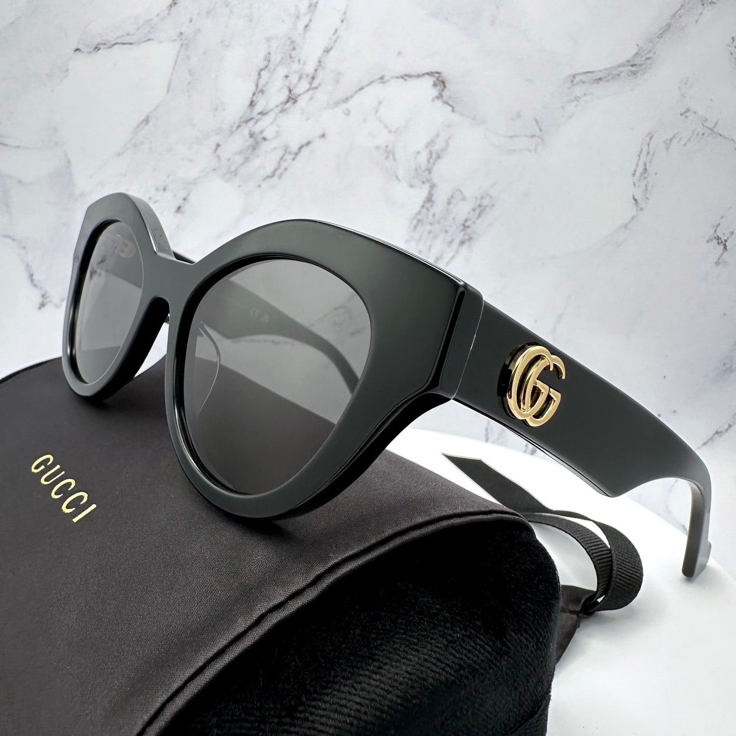 Gucci GG0957S Sunglasses Black Cat Eye GG Logo