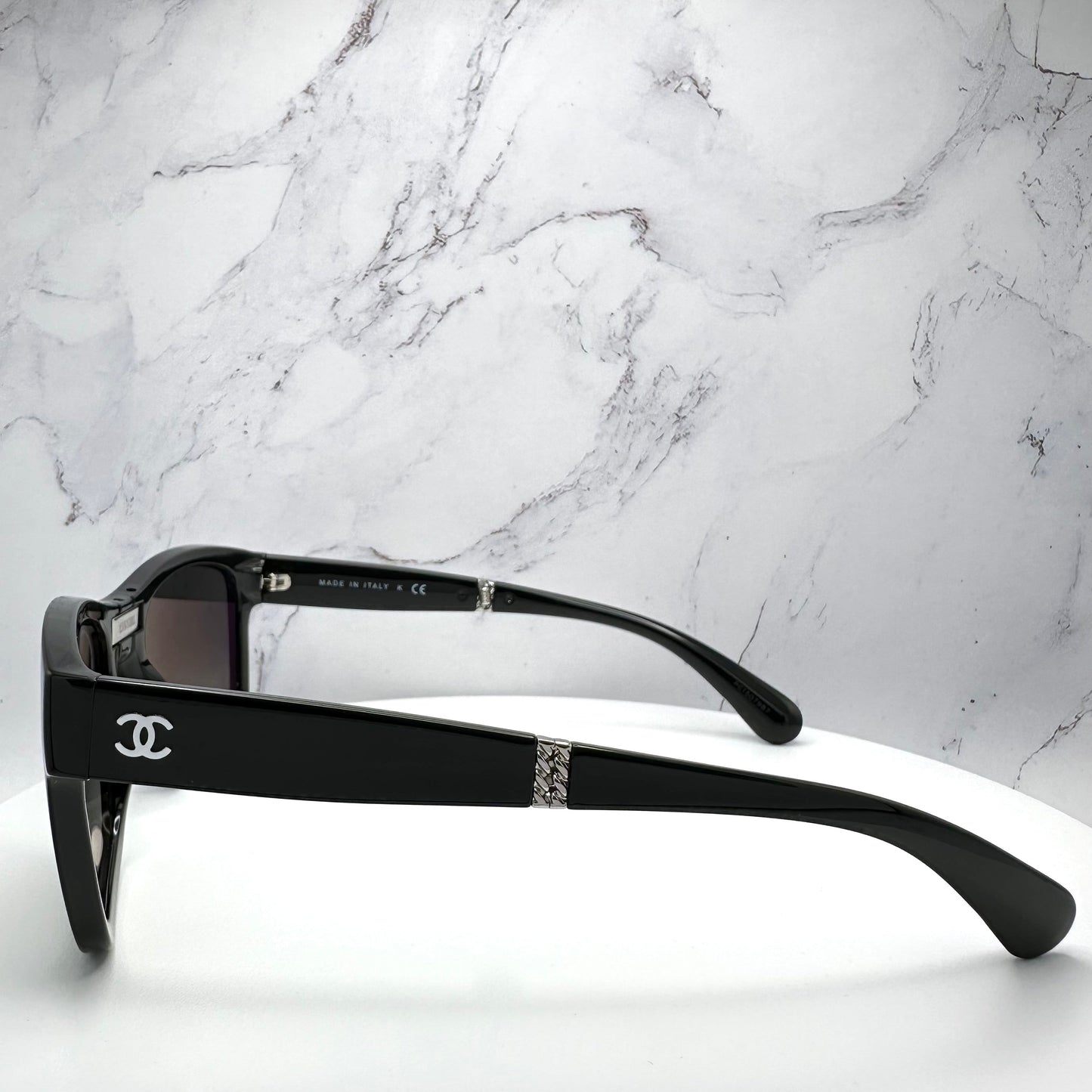 CHANEL Sunglasses Black Interlocking CC Logo Foldable 53-22-140