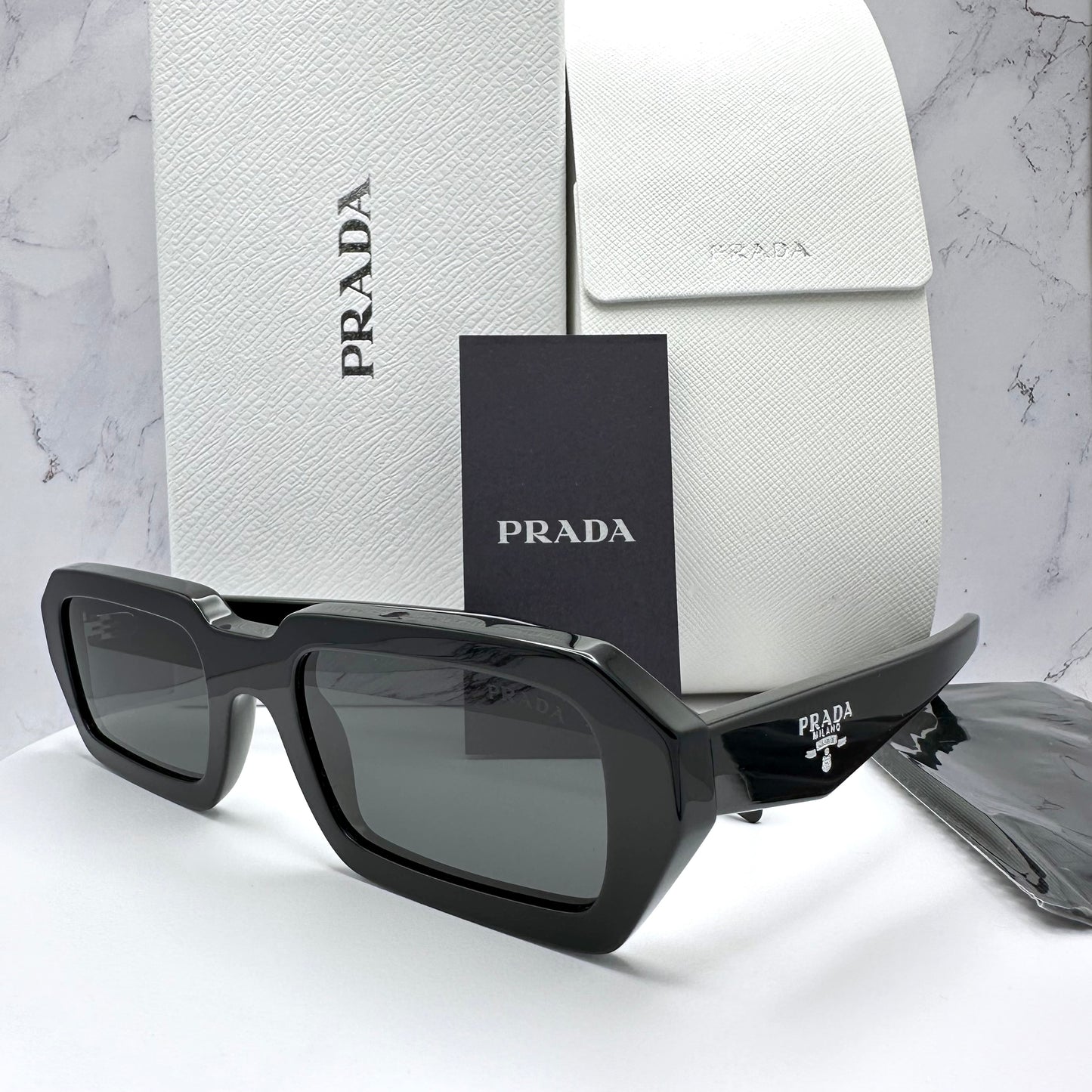 Prada Sunglasses Black PRA12S Symbole Logo