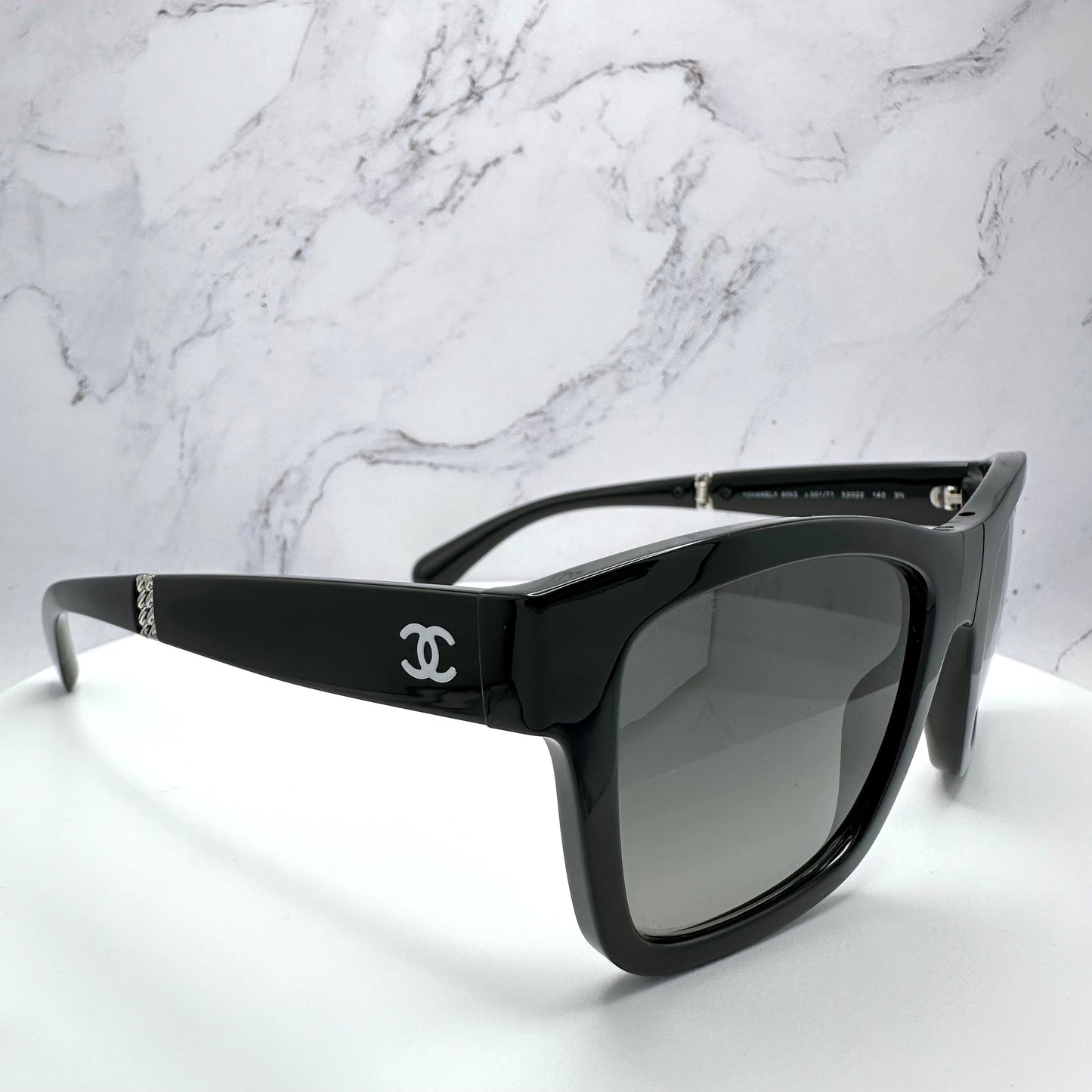 CHANEL Sunglasses Black Interlocking CC Logo Foldable 53-22-140