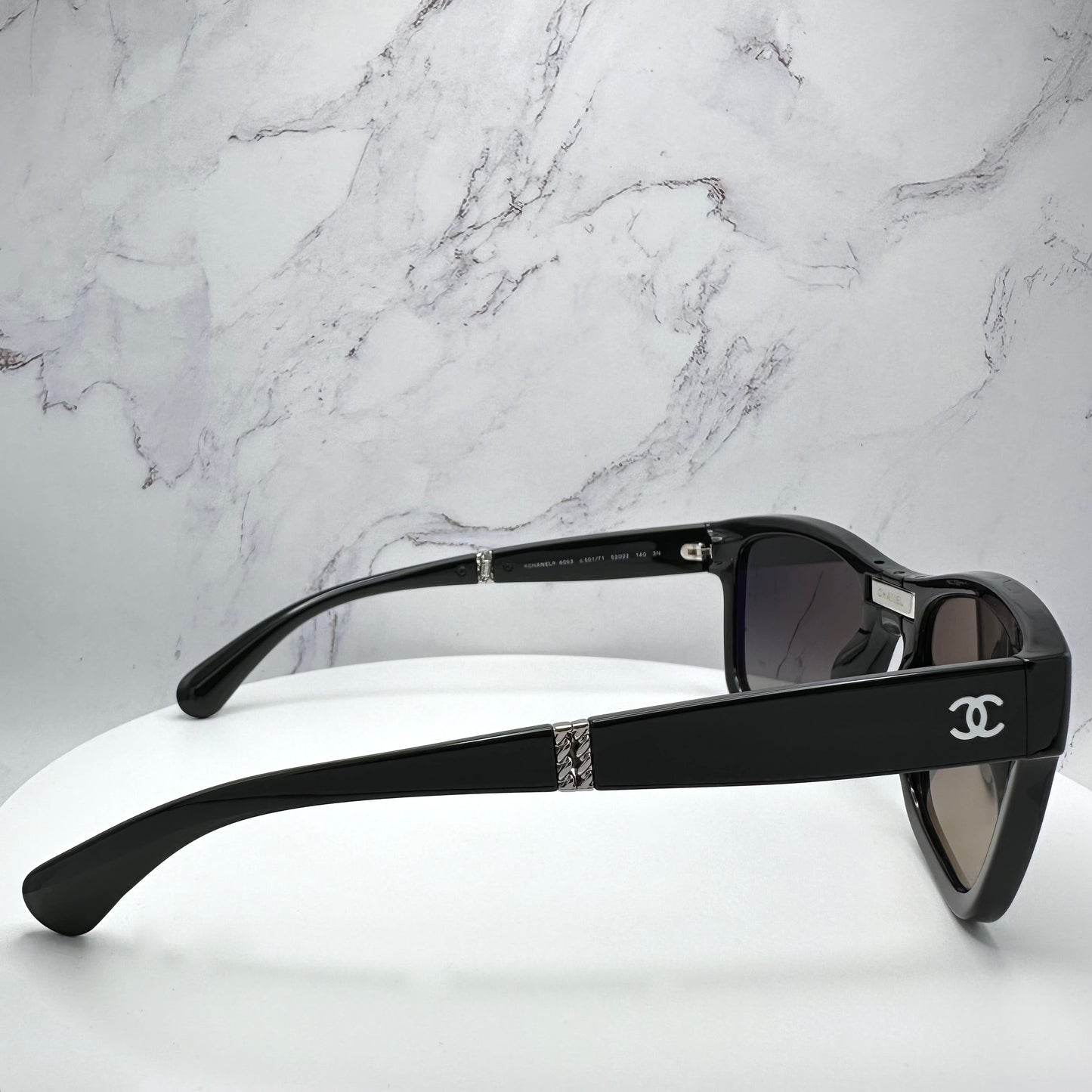 CHANEL Sunglasses Black Interlocking CC Logo Foldable 53-22-140