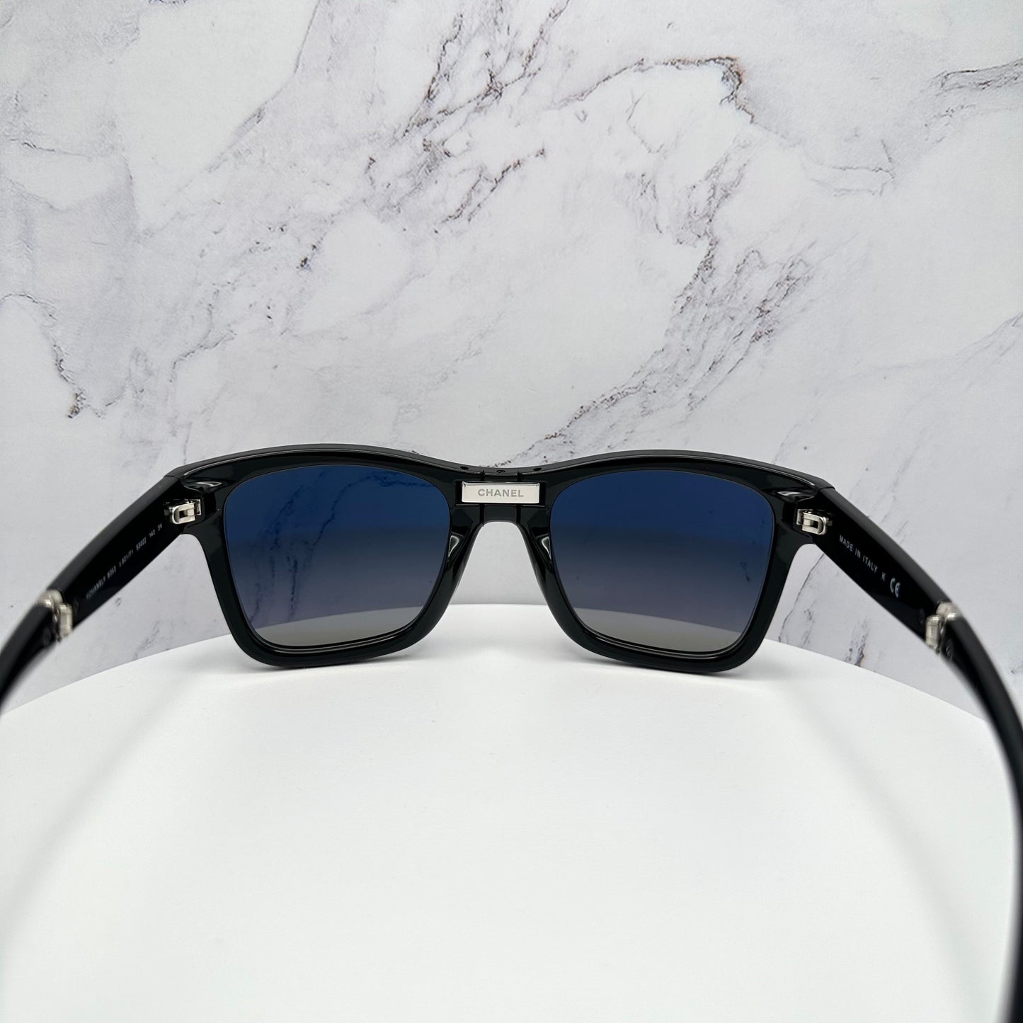 CHANEL Sunglasses Black Interlocking CC Logo Foldable 53-22-140