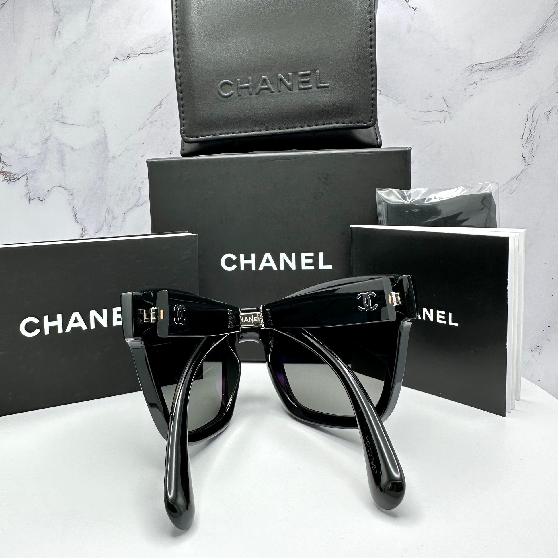 Chanel Sunglasses New Black Foldable 6053 