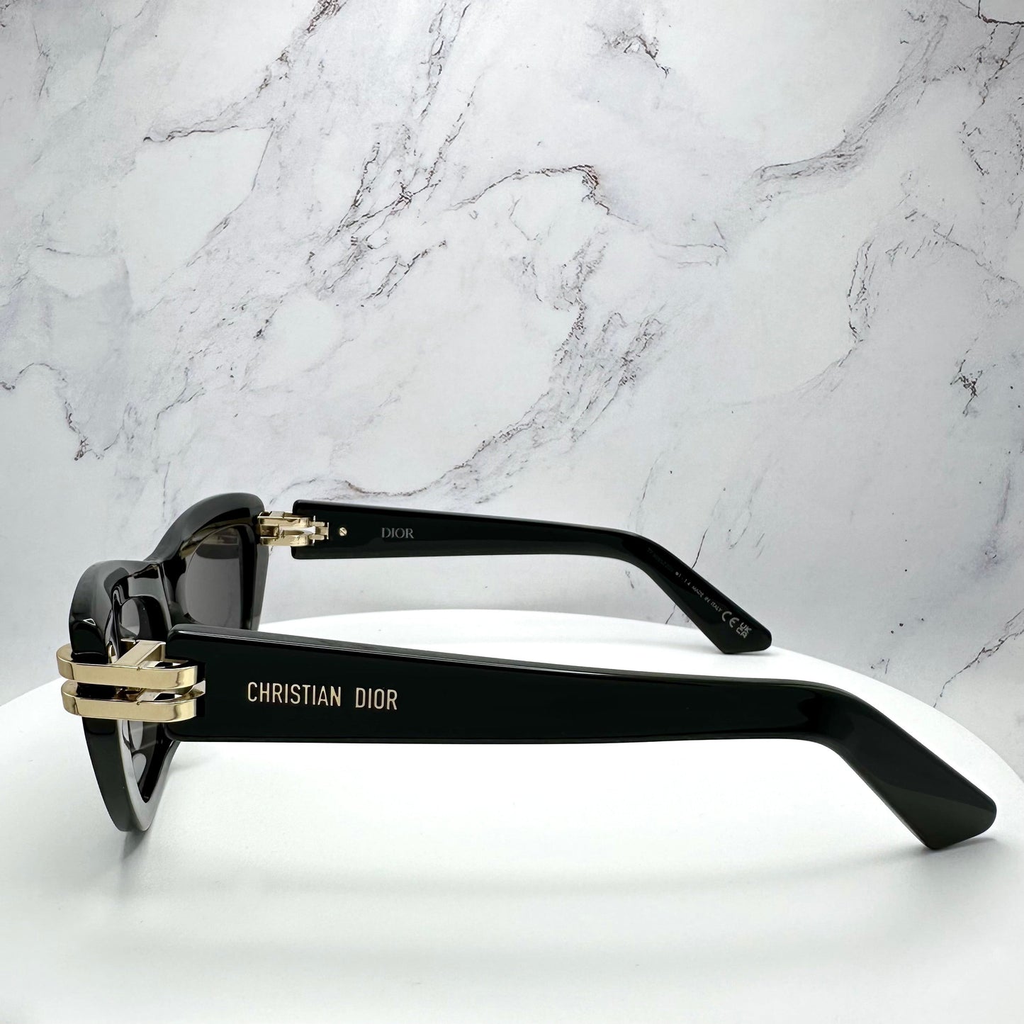 DIOR CDior Sunglasses B2U Black Gold Logo 52-26-135 Womens