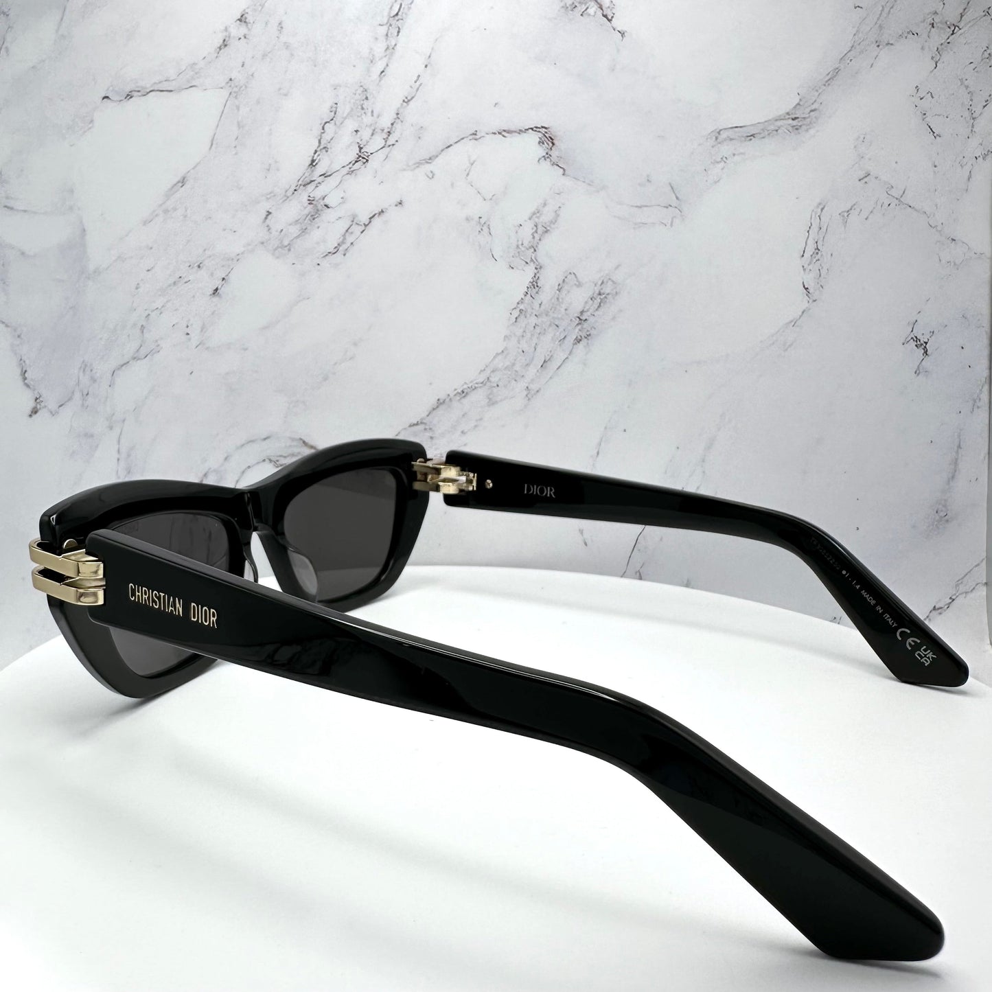 DIOR CDior Sunglasses B2U Black Gold Logo 52-26-135 Womens