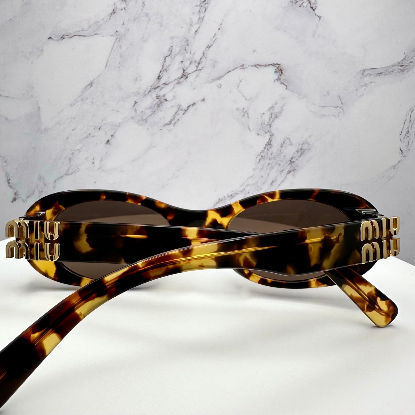 MIU MIU Sunglasses Brown Gold Oval MU06ZS VAU-06B