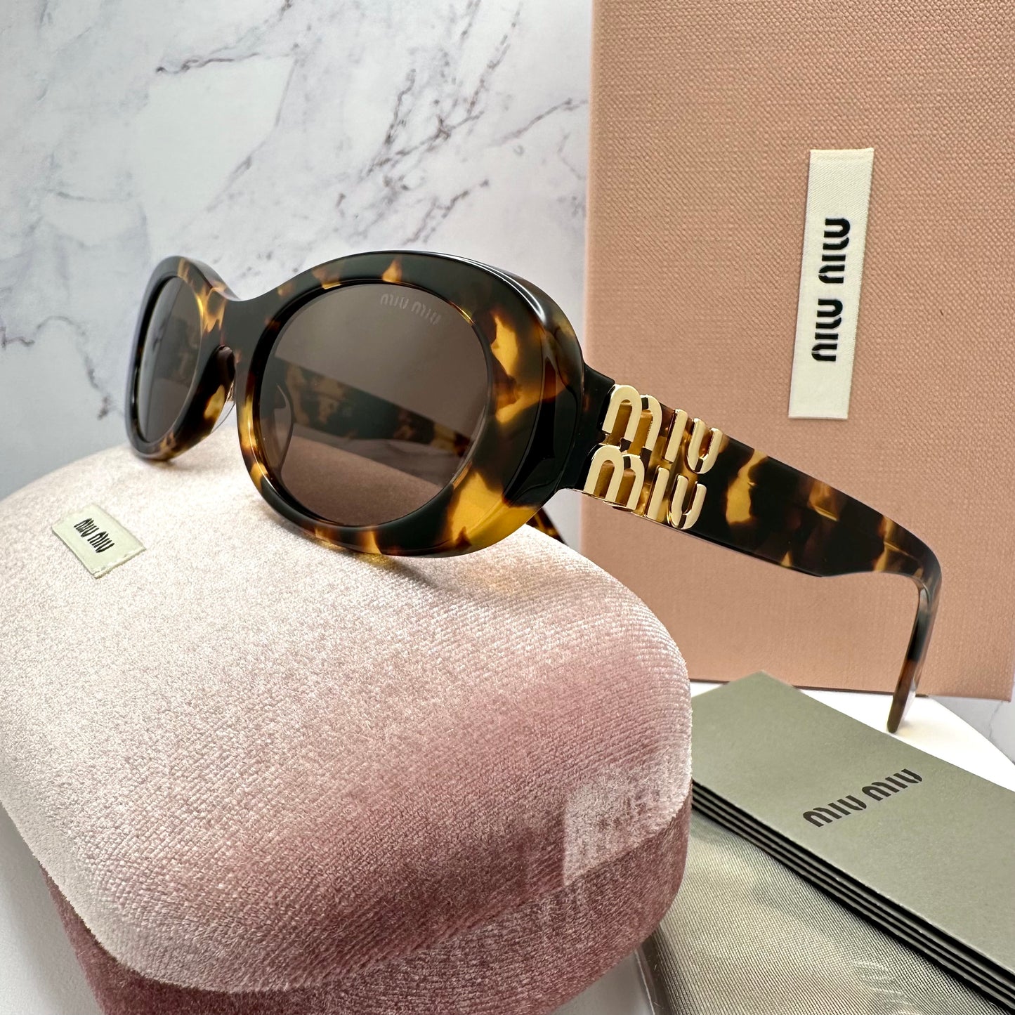 MIU MIU Sunglasses Brown Gold Oval MU06ZS VAU-06B