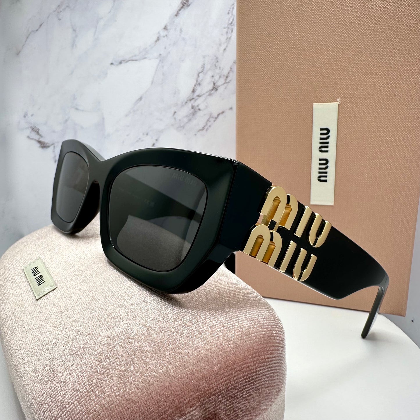 MIU MIU Sunglasses Black Gold Square MU09WS 1AB5S0