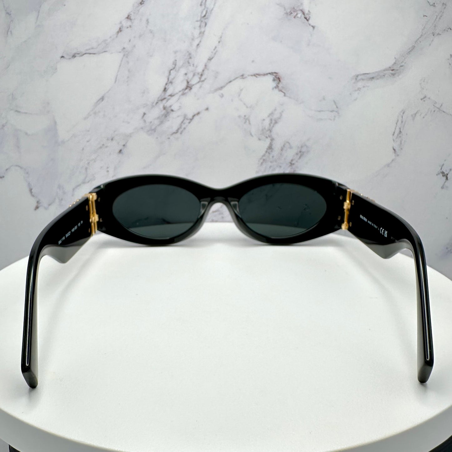 MIU MIU Sunglasses MU11WS 1AB5S0 Black Gold Oval