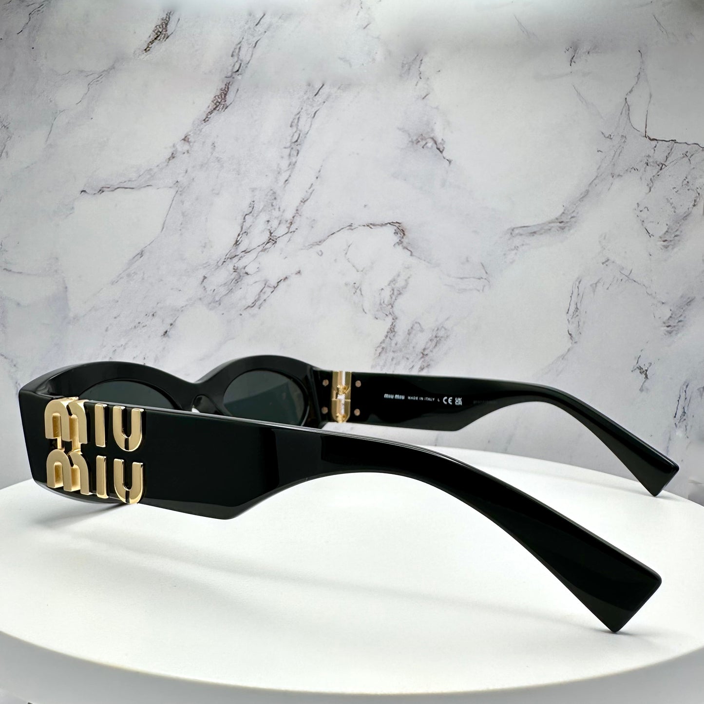 MIU MIU Sunglasses MU11WS 1AB5S0 Black Gold Oval