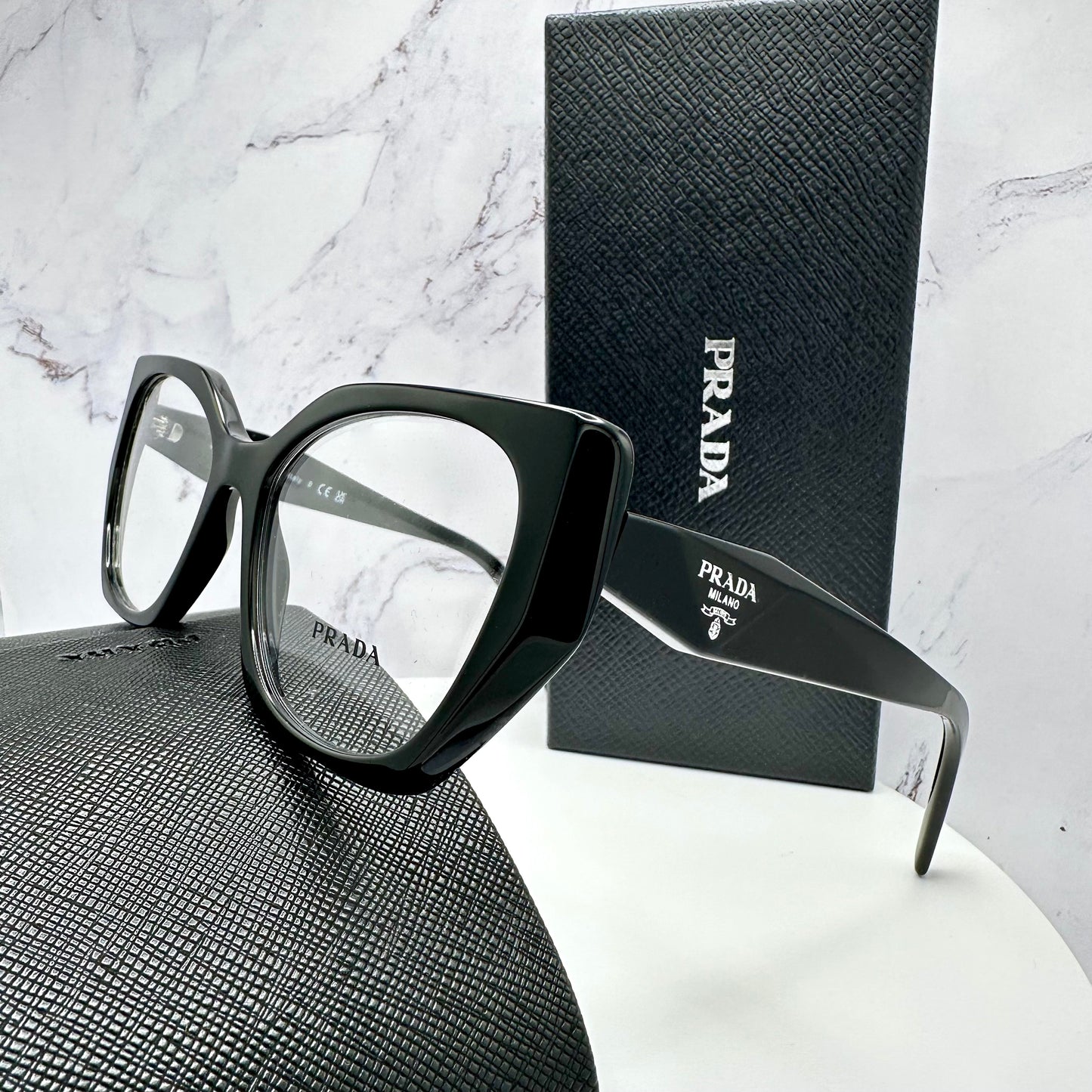 Prada Eyeglasses Black Symbole Logo Eyewear PR18WV 1AB1O1