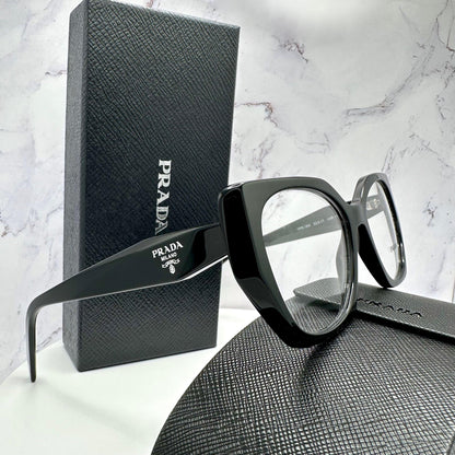 Prada PR18WV 1AB1O1 black cat eye frames side view