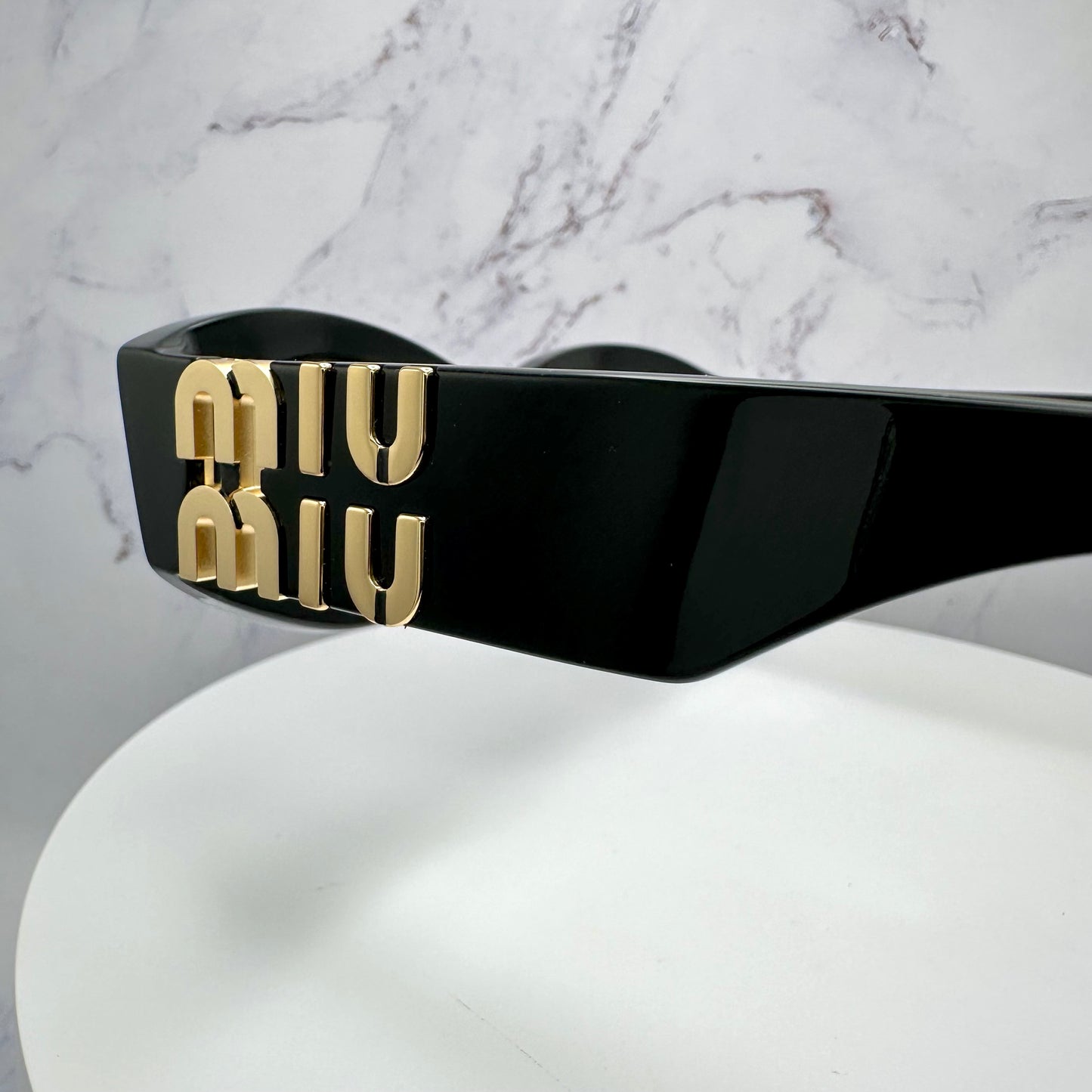 MIU MIU Sunglasses MU11WS 1AB5S0 Black Gold Oval