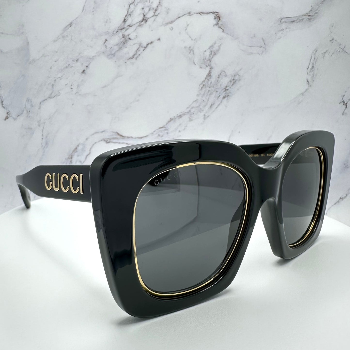 GUCCI GG1151S Sunglasses Black Gold Logo