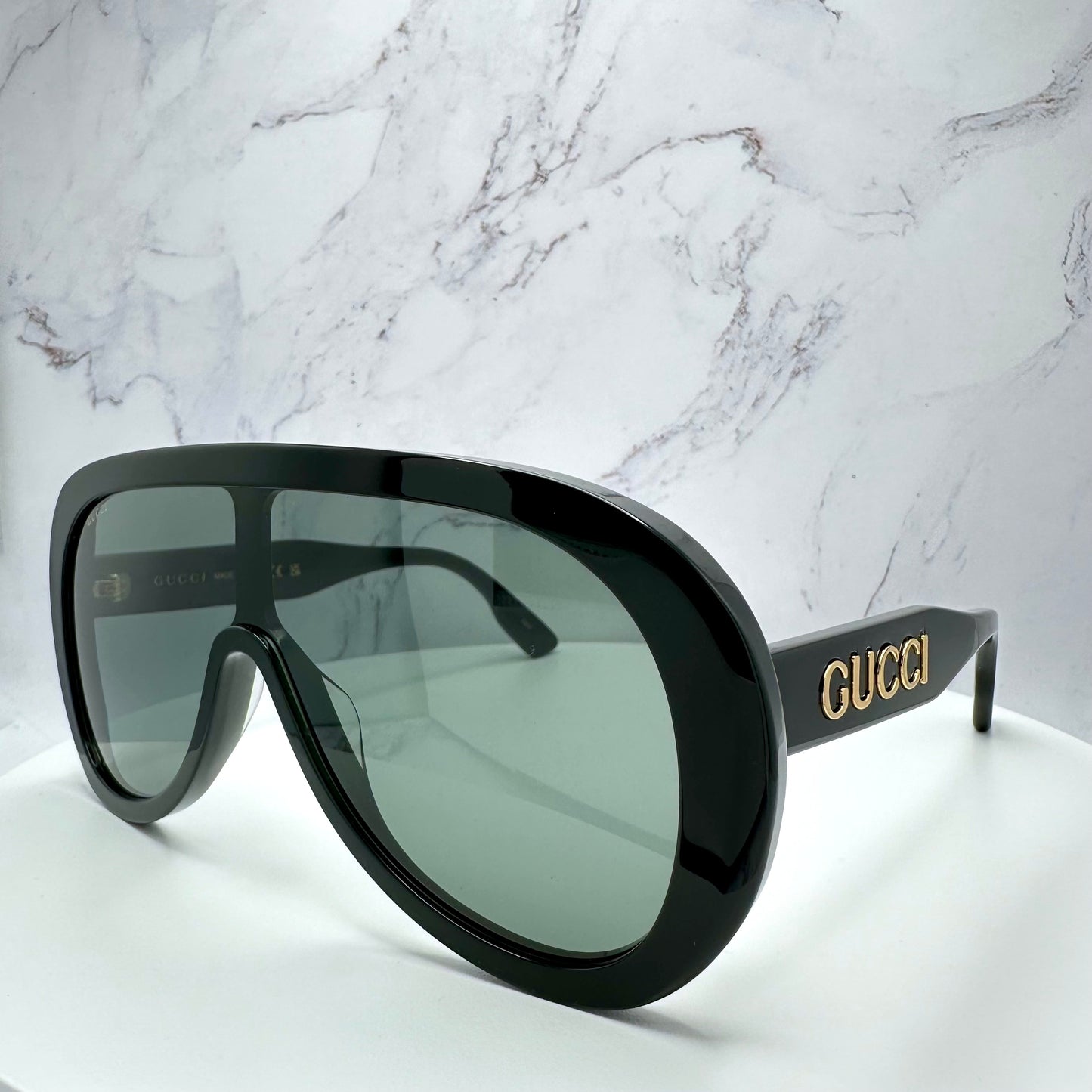 GUCCI Sunglasses Black GG1370S  001 Mask Shield Oversized Runway