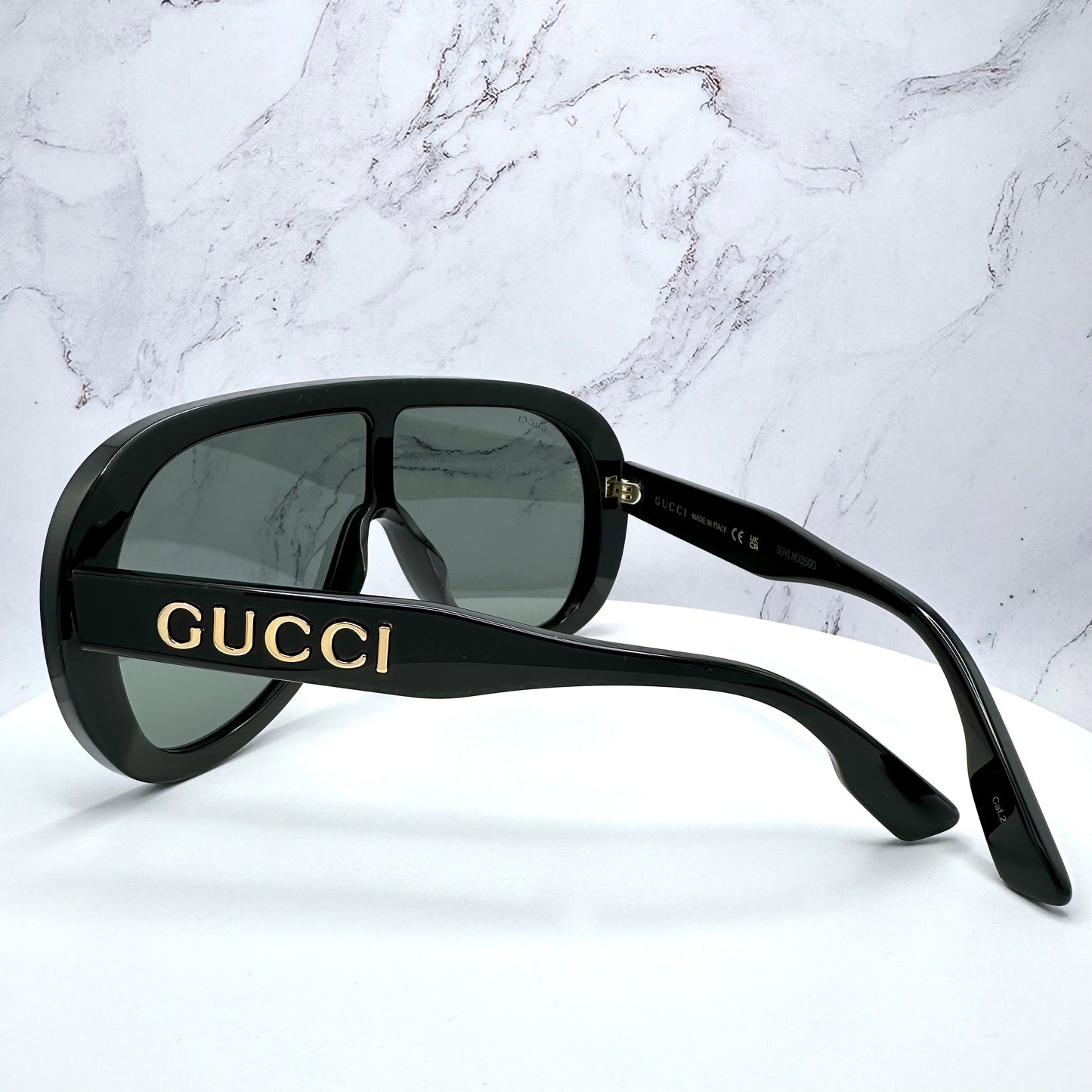 GUCCI Sunglasses Black GG1370S  001 Mask Shield Oversized Runway