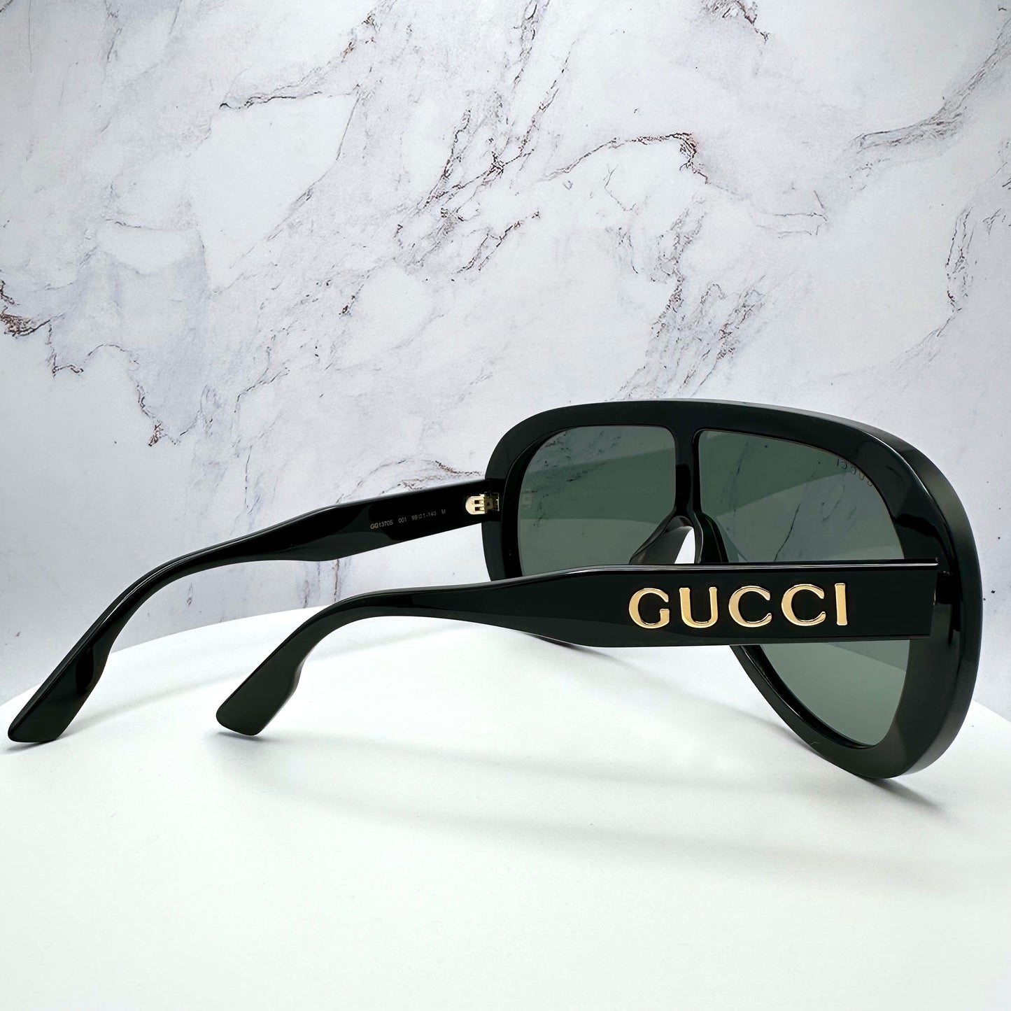 GUCCI Sunglasses Black GG1370S  001 Mask Shield Oversized Runway