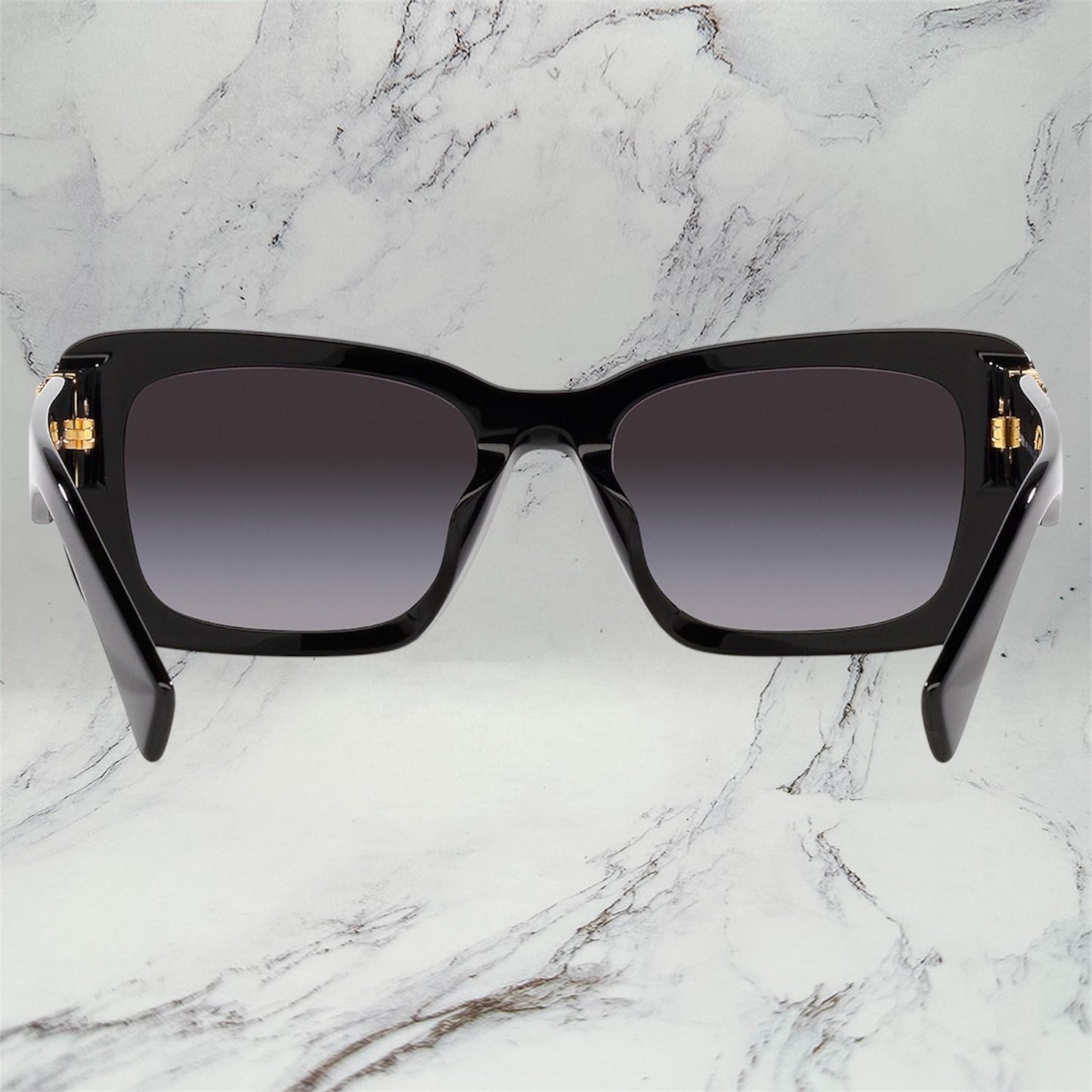 MIU MIU Sunglasses Black Square Gold Logo MU07YS 1AB-5D1