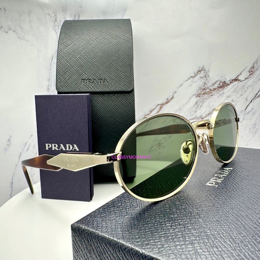 Prada Sunglasses PR65ZS ZVN70L Gold Metal Brown Tortoise Symbole