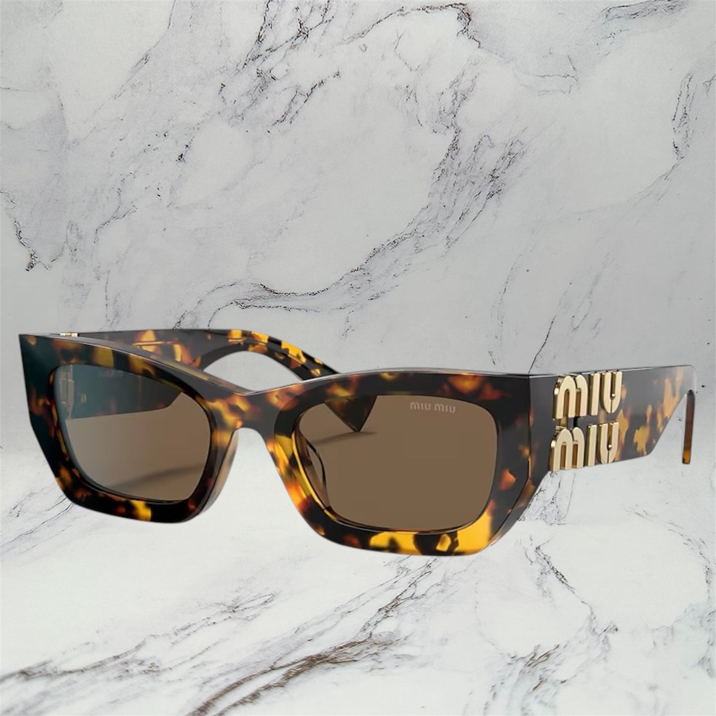 MIU MIU Sunglasses Brown Black Tortoise Gold Square MU09WS VAU-06B