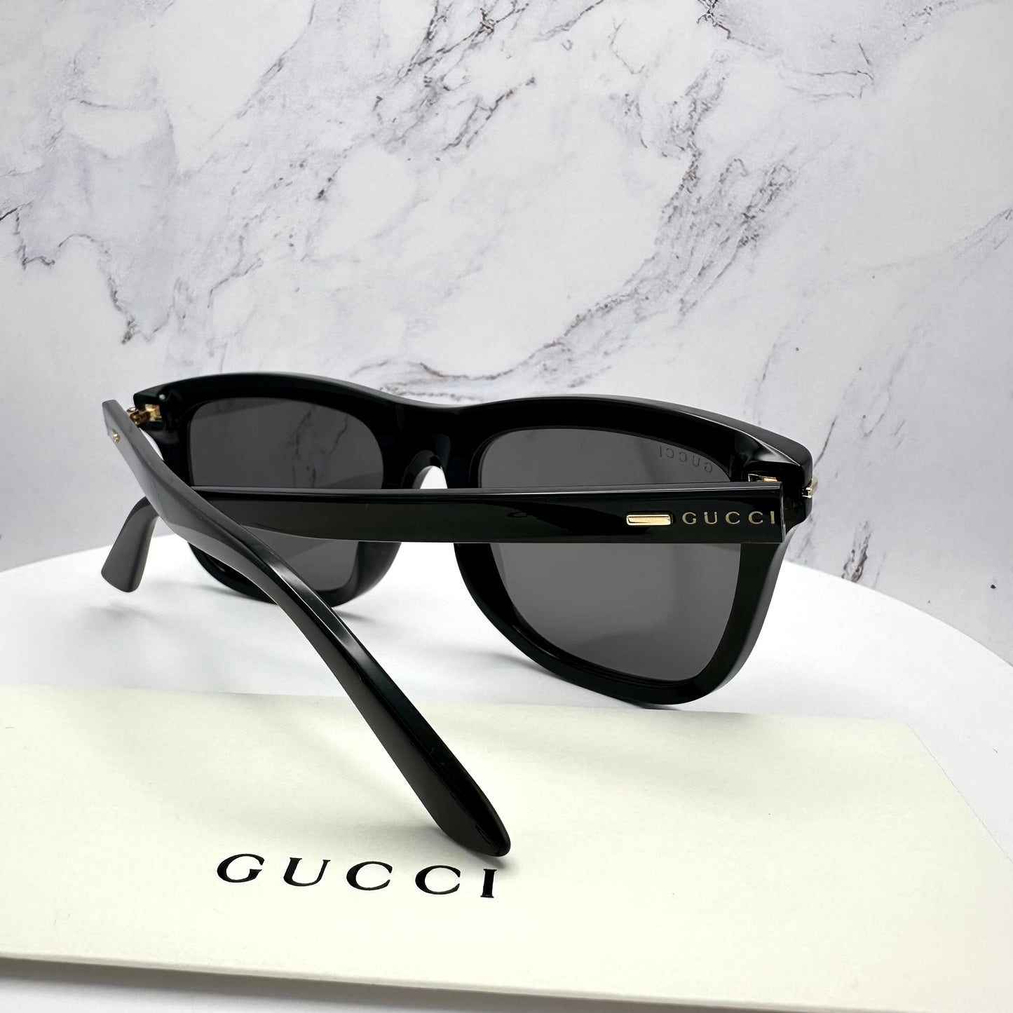 Gucci Black Gold Sunglasses Square Gold Gucci Logo GG1444S