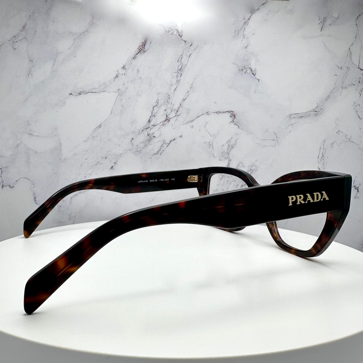 Prada Eyeglasses Brown Gold Logo Eyewear PRA16V 17N1O1