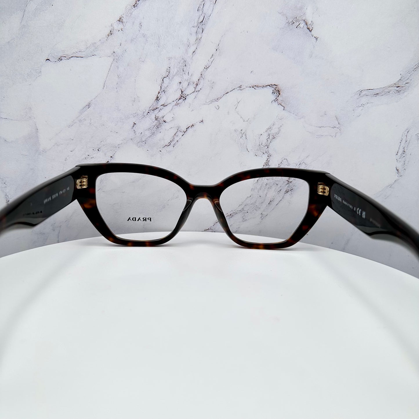 Prada Eyeglasses Brown Gold Logo Eyewear PRA16V 17N1O1