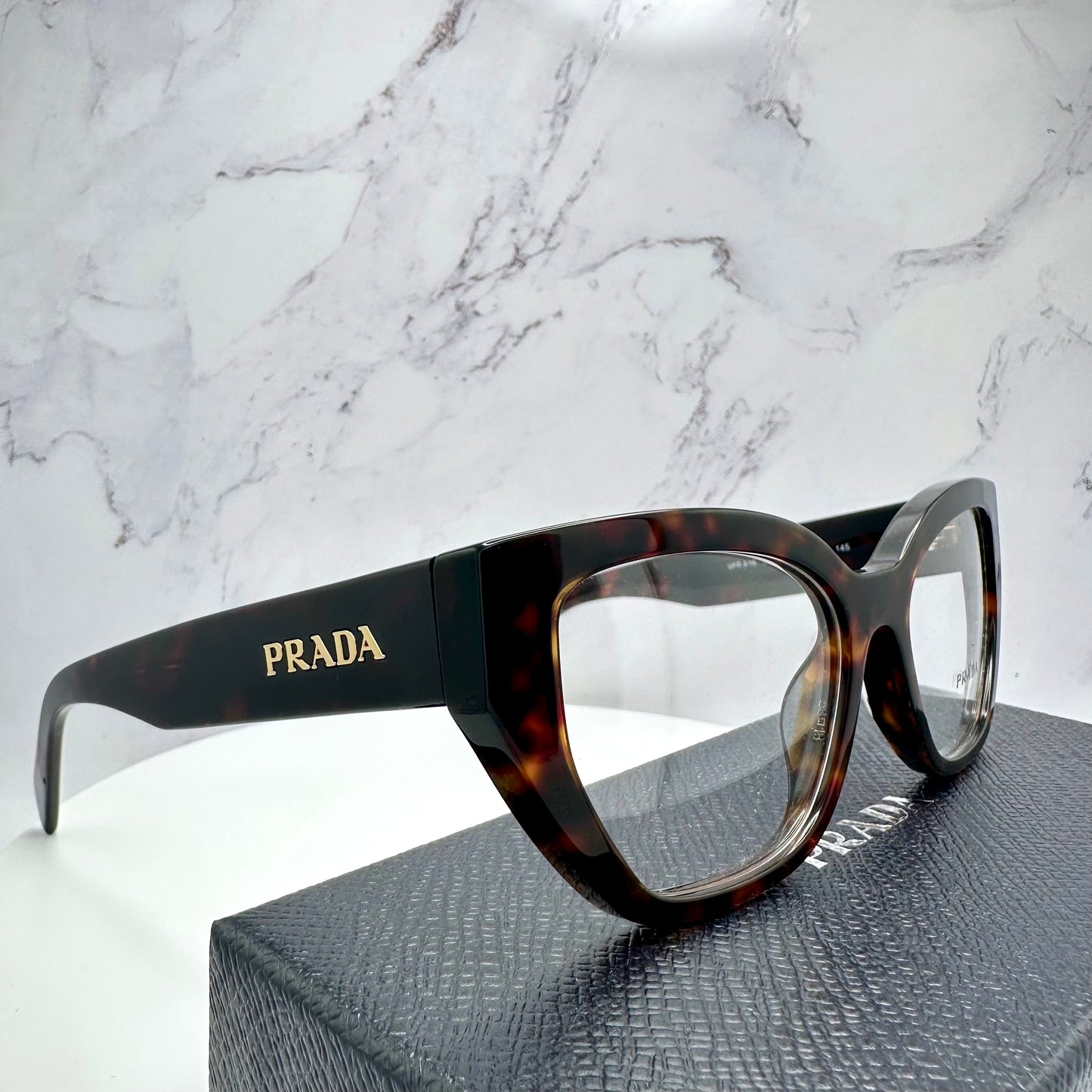 Prada Eyeglasses Brown Gold Logo Eyewear PRA16V 17N1O1