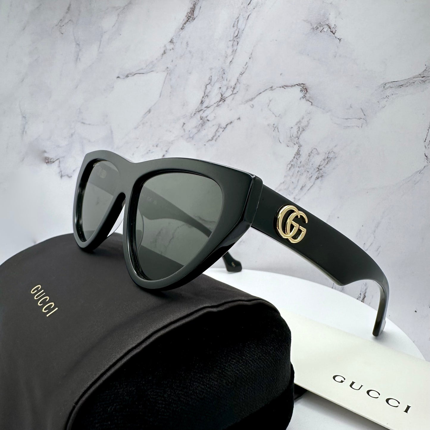 Gucci Sunglasses Black Cat Eye GG Logo GG1333S 001