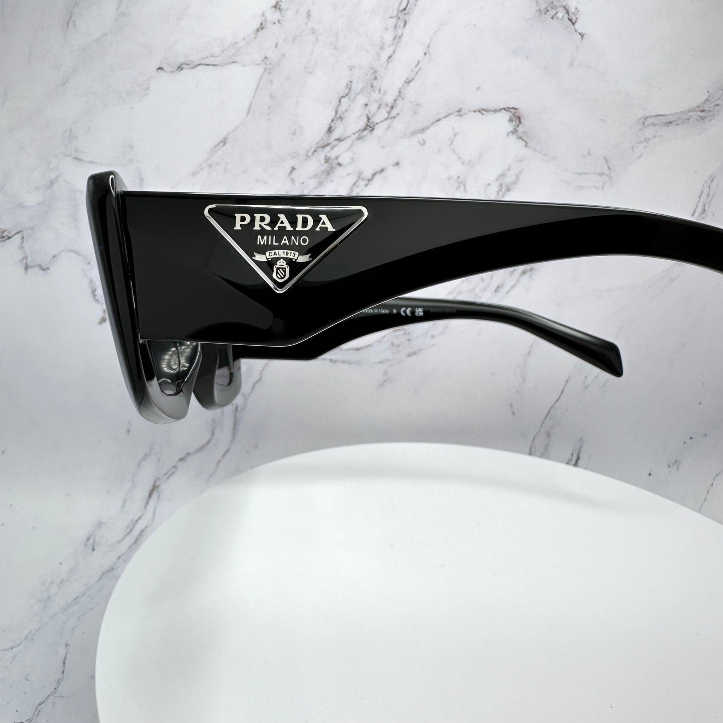 PRADA Black Sunglasses PR13ZS Triangle Silver Logo