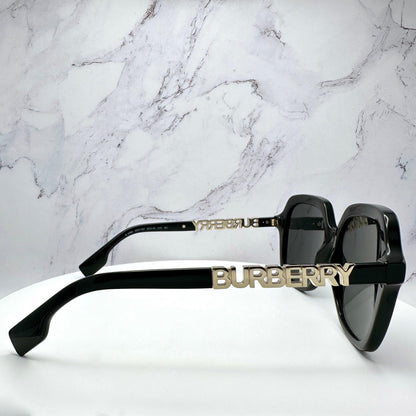 Burberry BE 4389 300187 gold cut out metal logo for women's sunglasses side view