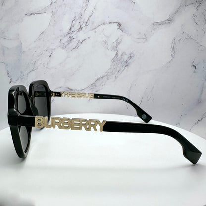 Burberry BE4389 300187 gold cut out metal logo for women's sunglasses side view