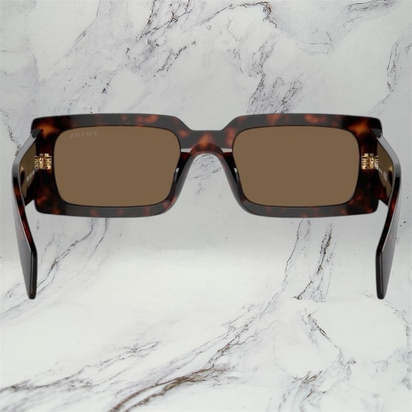 Prada Sunglasses Brown Acetate Rectangle Logo PRA07S