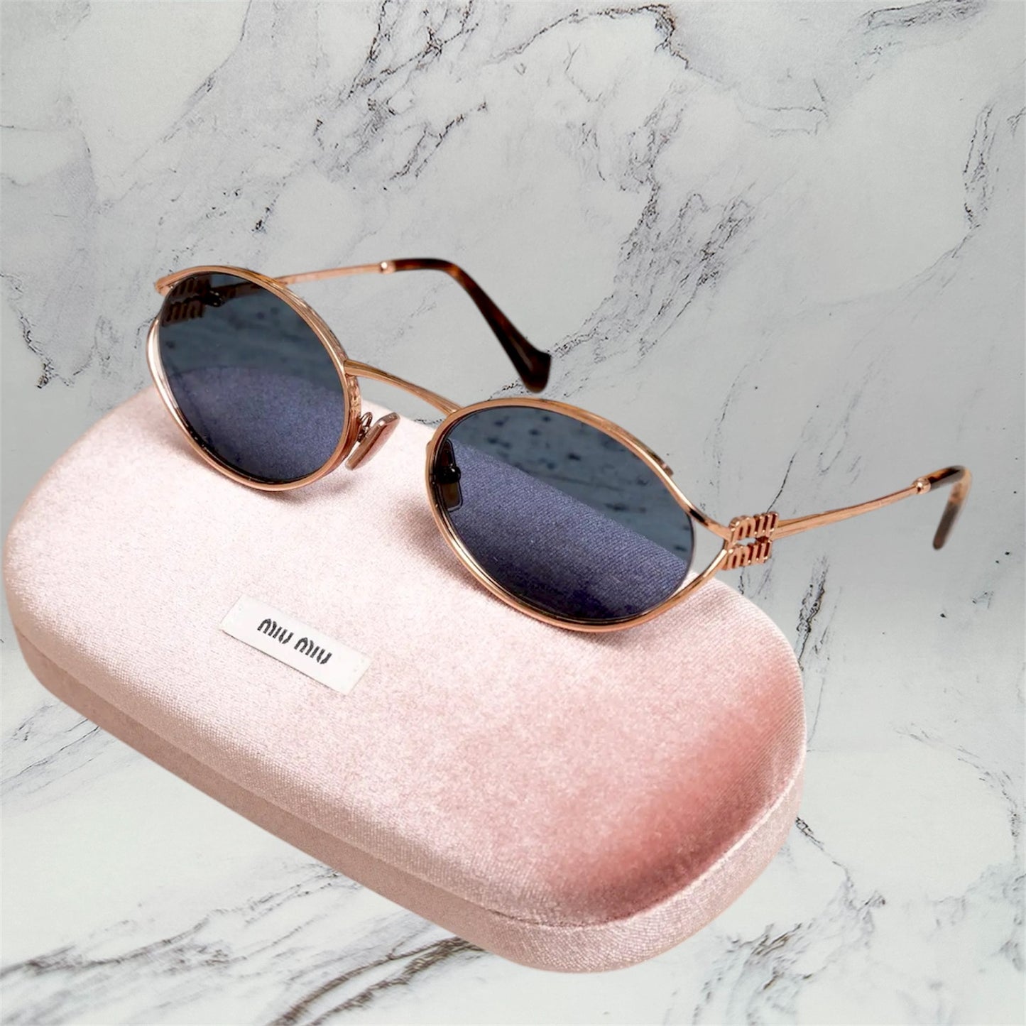 MIU MIU Sunglasses Rose Gold Metal Slim Oval MU52YS ZVF-1V1