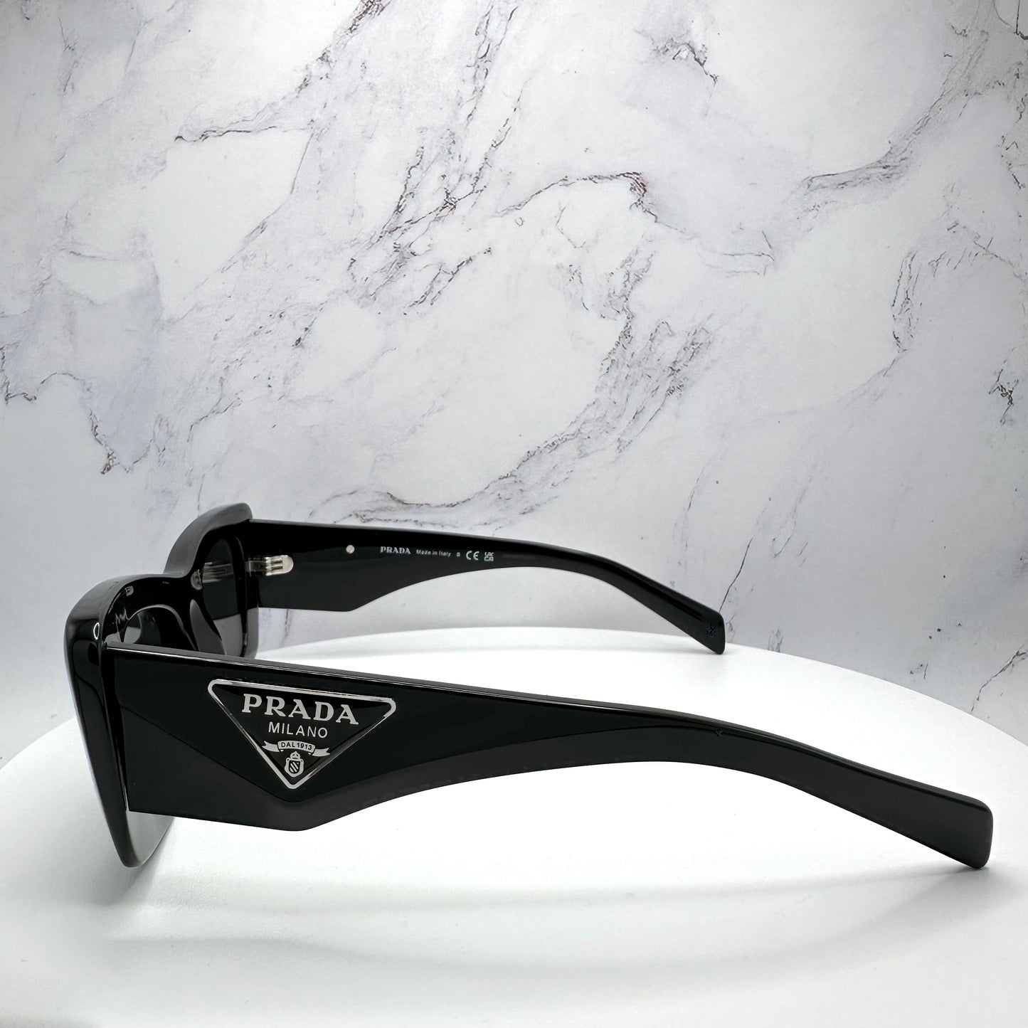 PRADA Sunglasses PR13ZS Triangle Logo Black Silver 