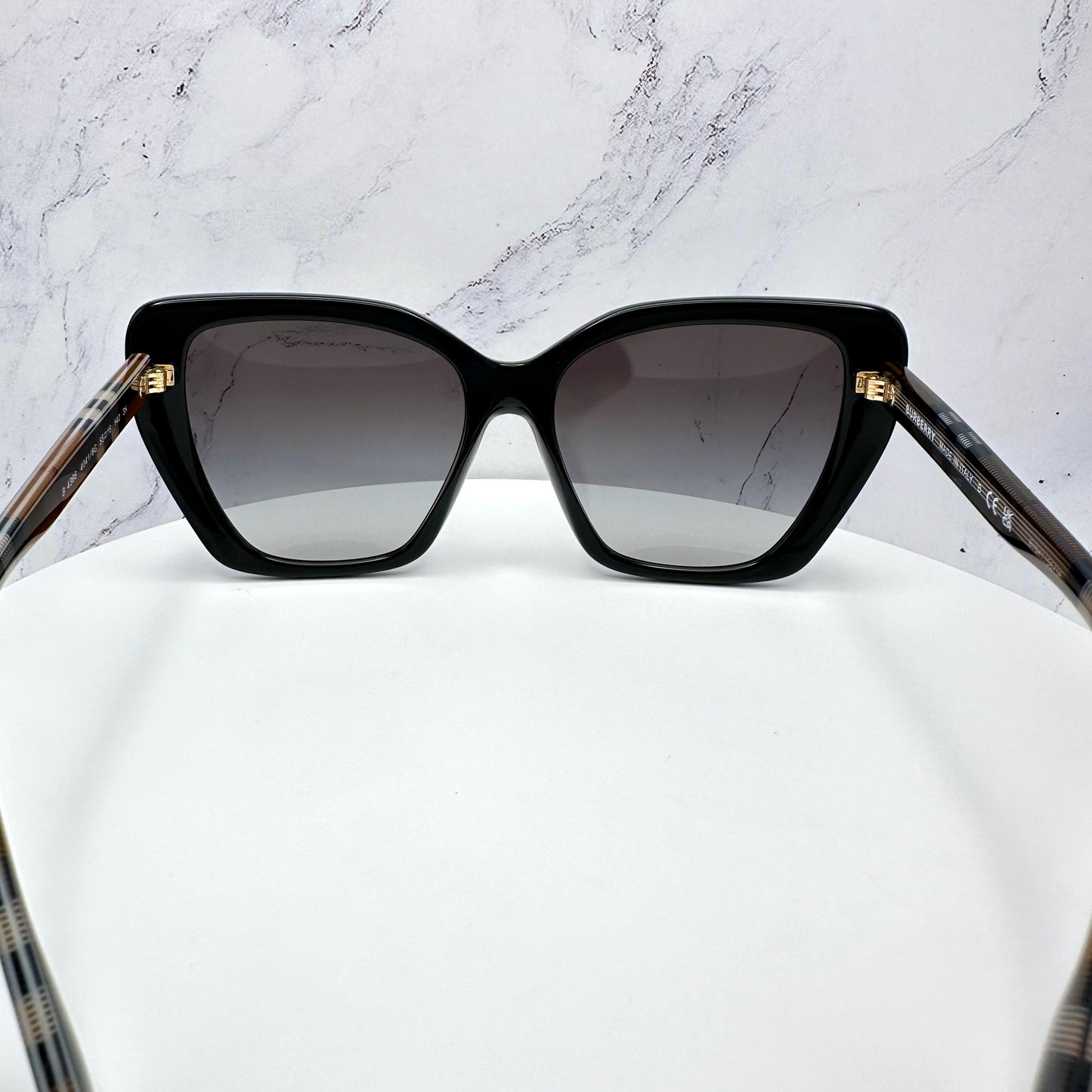 Burberry Black Cat Eye Sunglasses Classic Check Arms BE4366