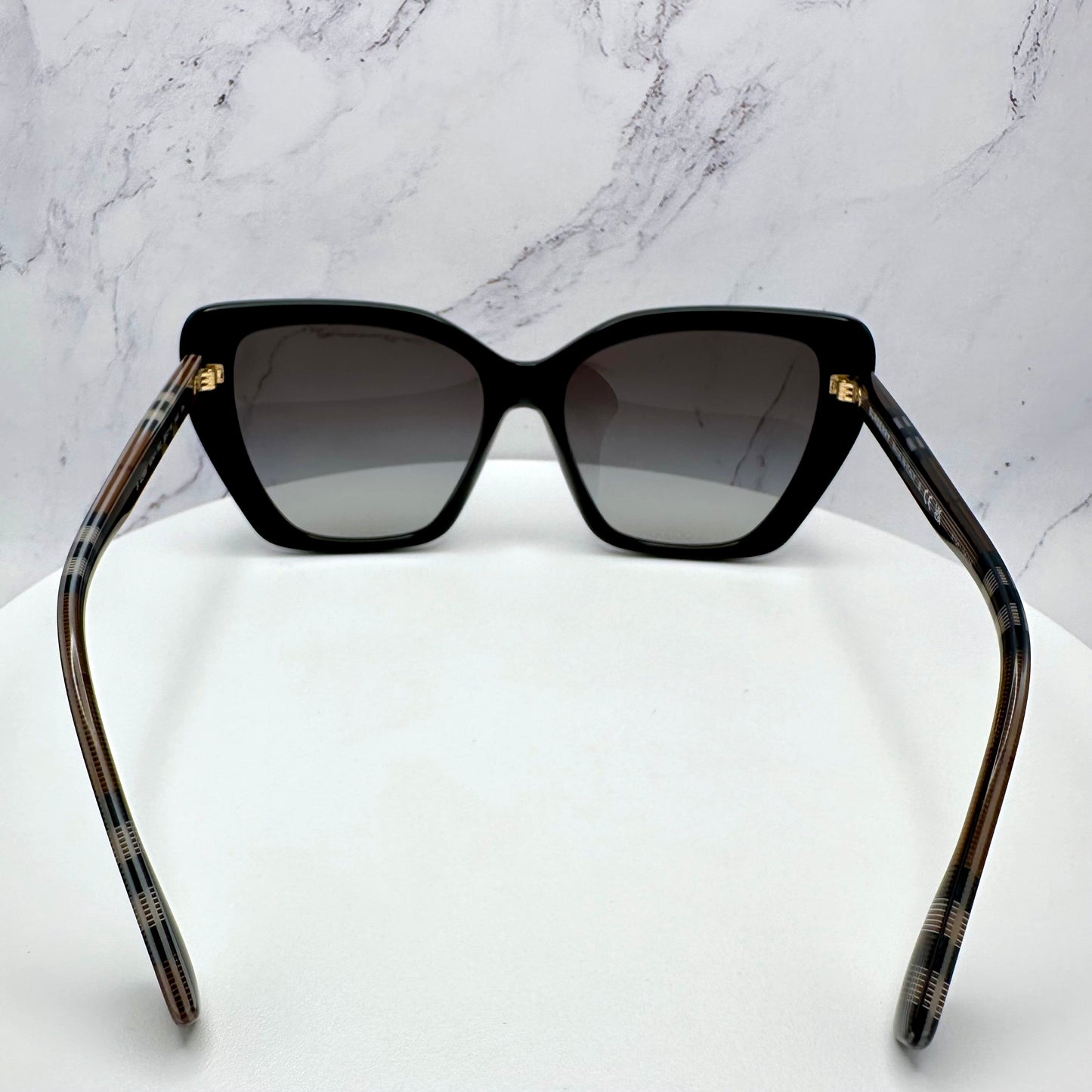 Burberry Black Cat Eye Sunglasses Classic Check Arms BE4366