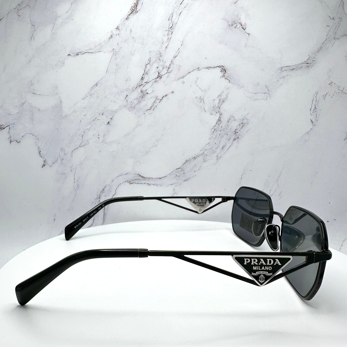 PRADA Sunglasses Black SPRA51 Triangle Logo Geometric Square