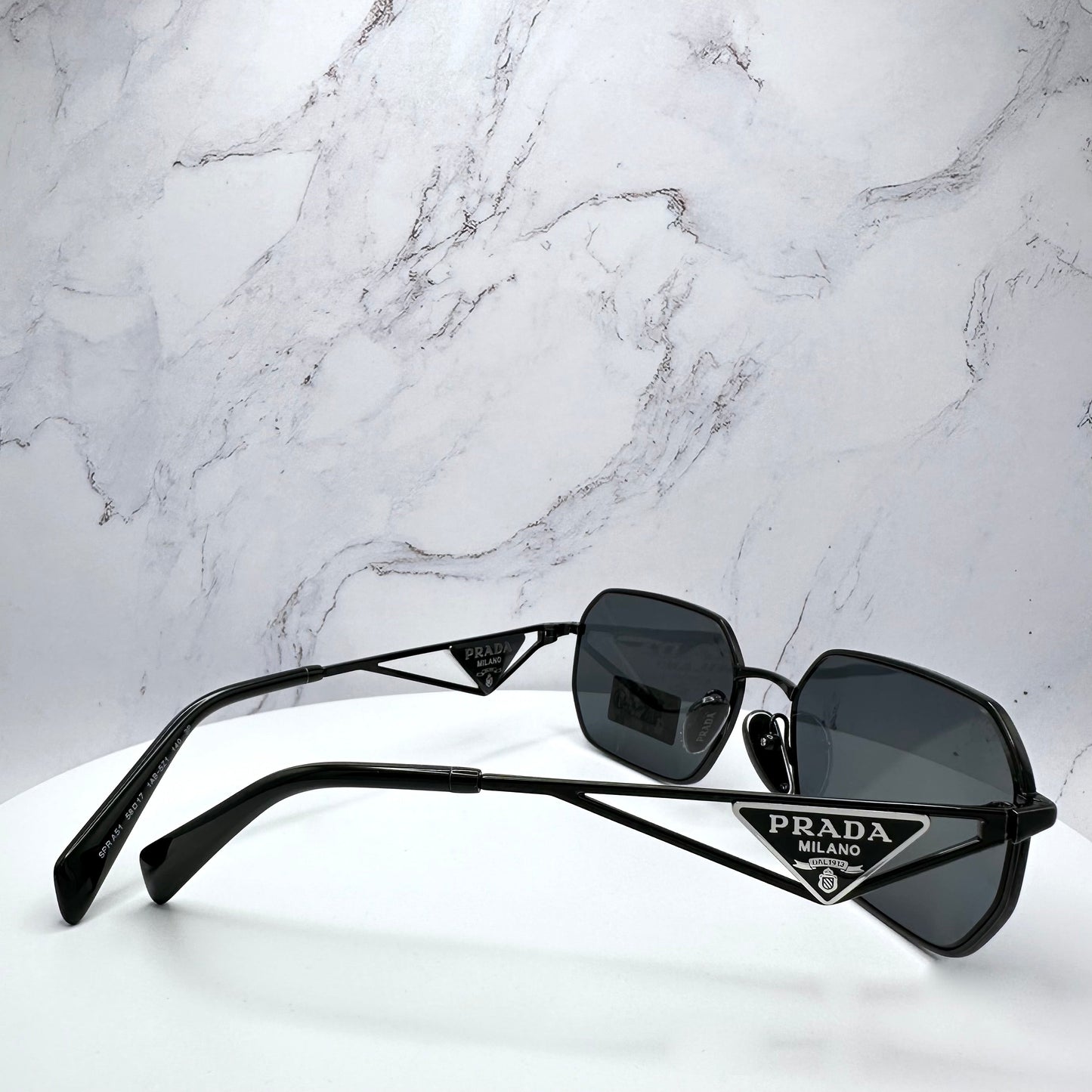 PRADA Sunglasses Black SPRA51 Triangle Logo Geometric Square