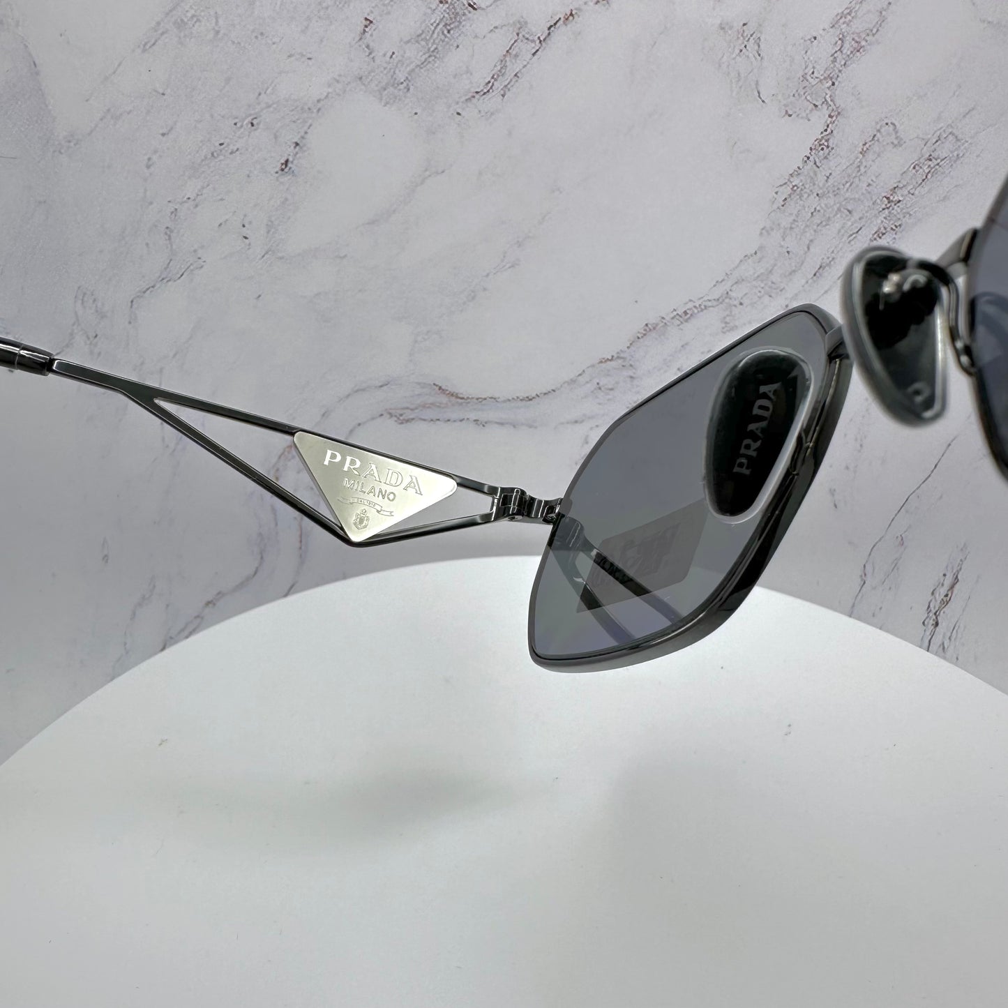 PRADA Sunglasses Black Polarized PRA51S Triangle Logo