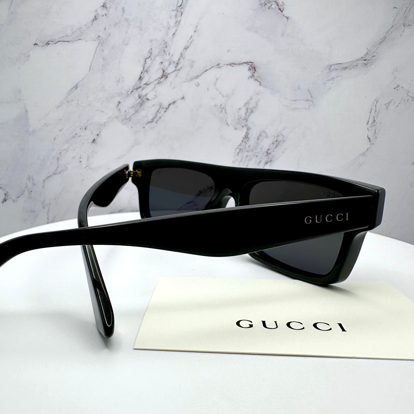 GUCCI GG1616S Sunglasses Square Black Gold Runway