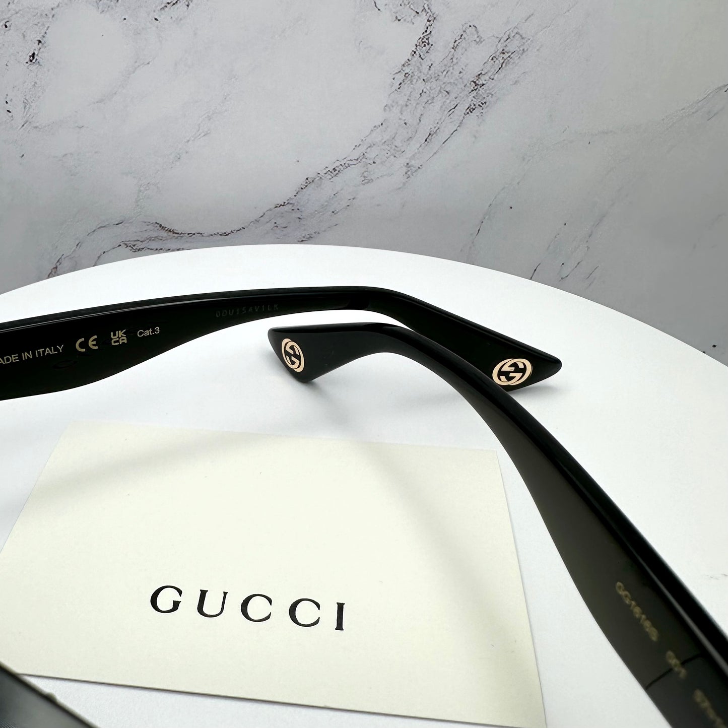 GUCCI GG1616S Sunglasses Square Black Gold Runway