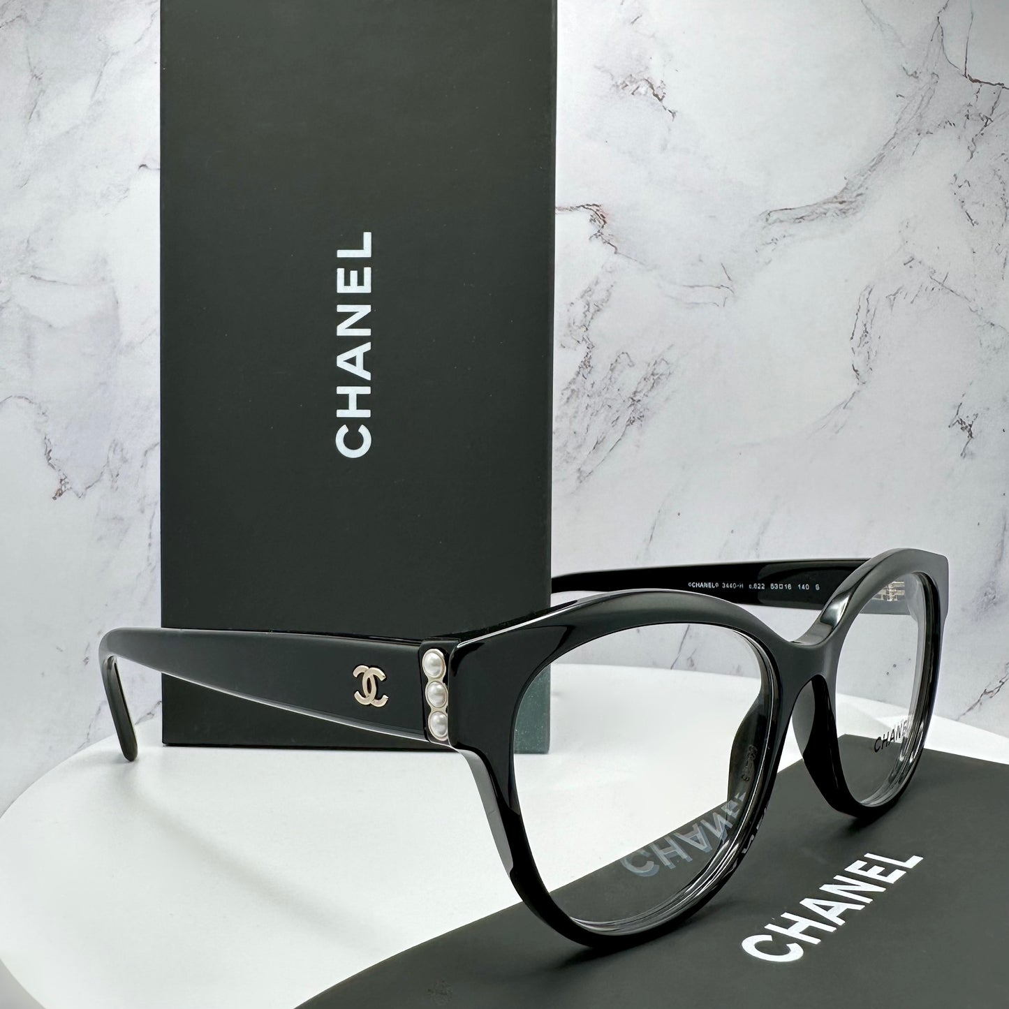 CHANEL 3440H C622 Womens Eyeglasses Black Butterfly 51mm