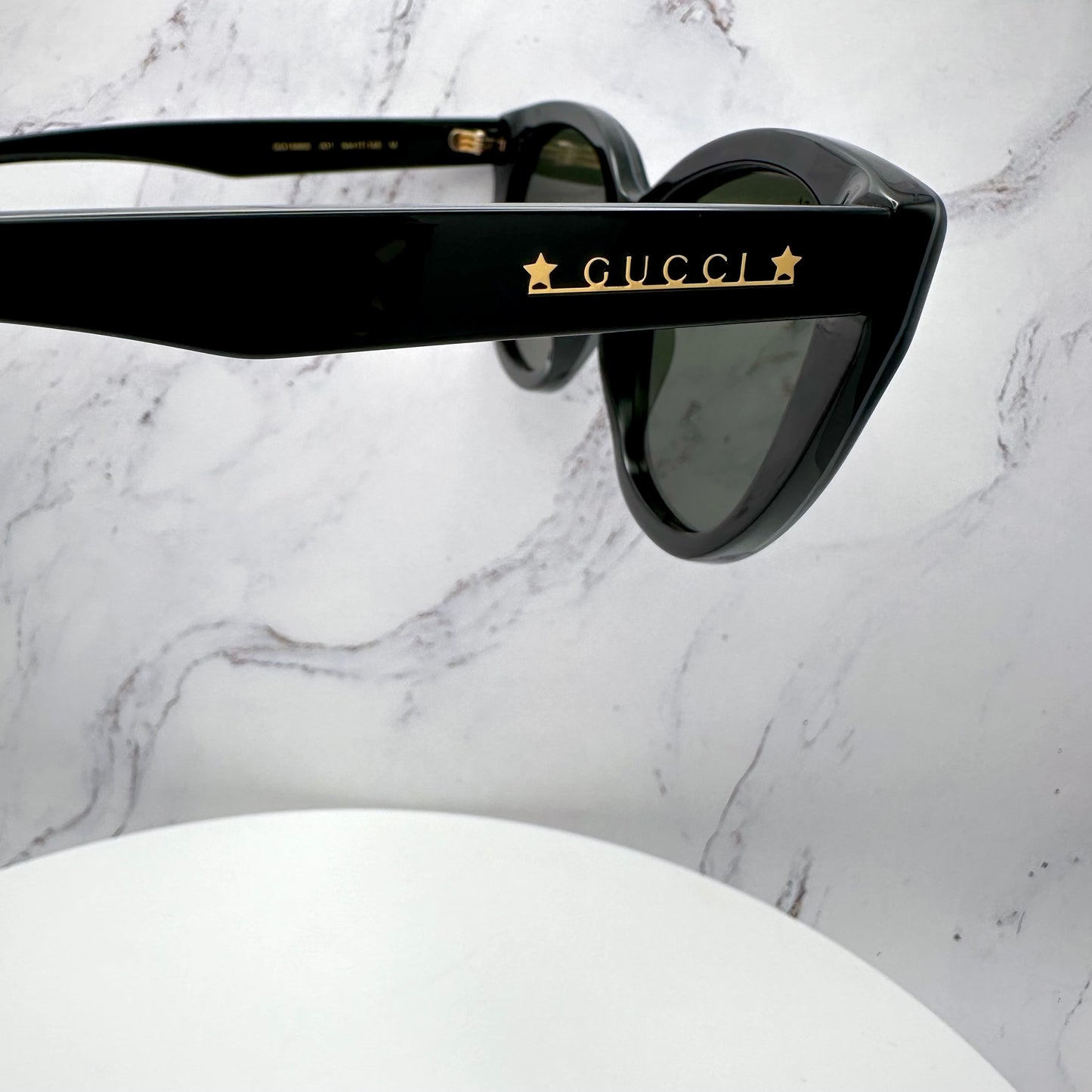 Gucci GG1588S 001 Sunglasses Black Gold Letter & Stars Logo