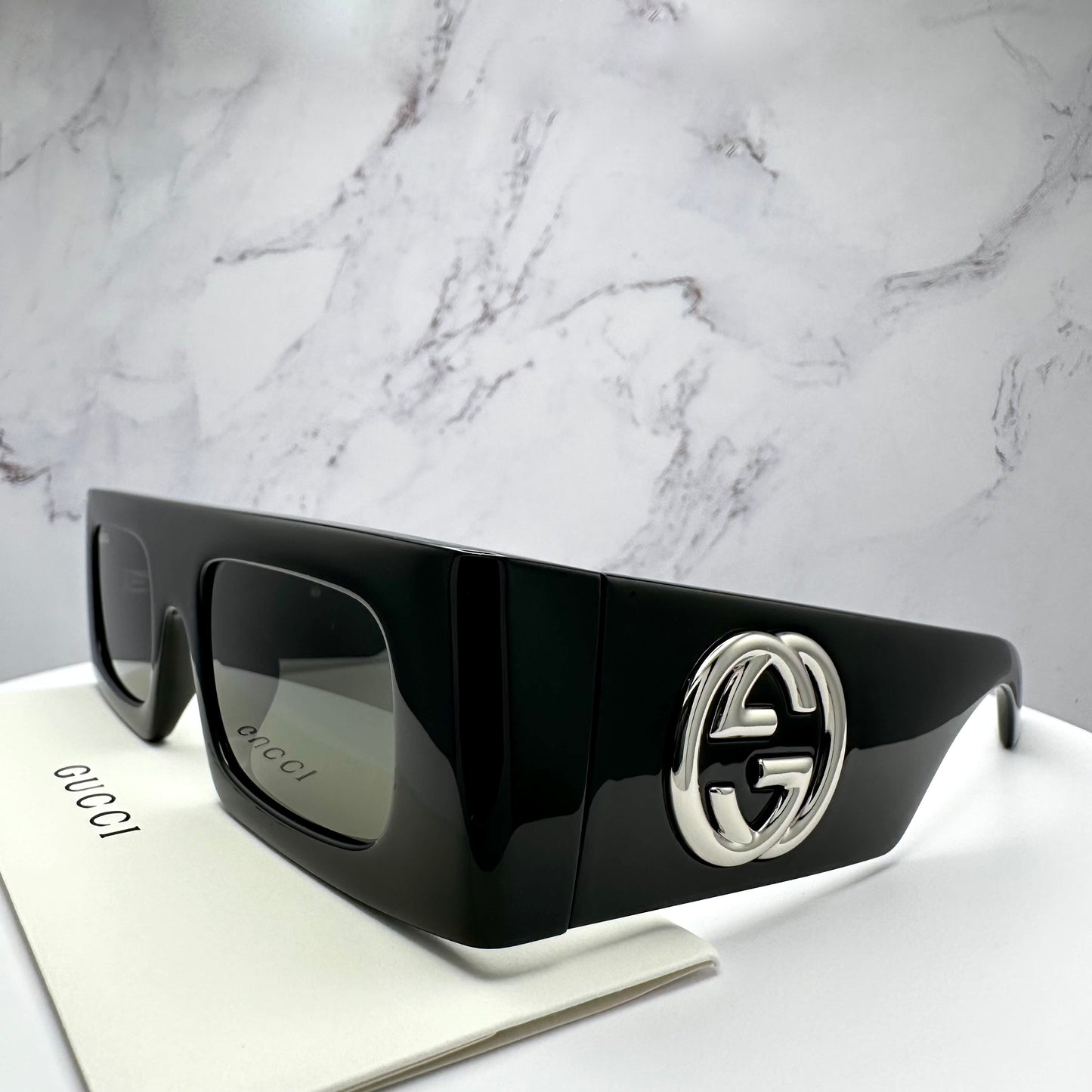 Gucci Sunglasses GG1646S Black Square Silver GG Logo